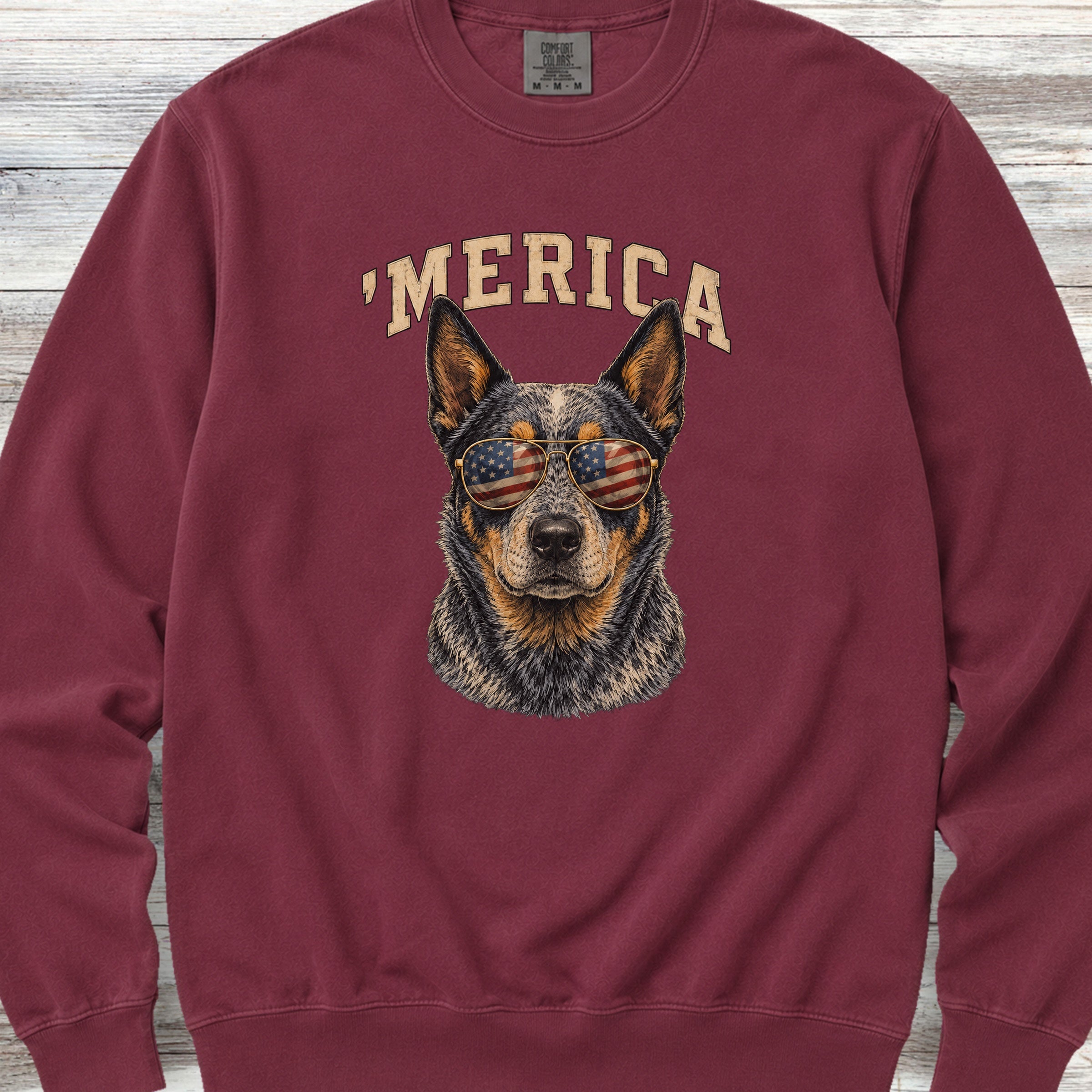 Australian Cattle Dog Blue 'Merica Sweatshirt - Crimson