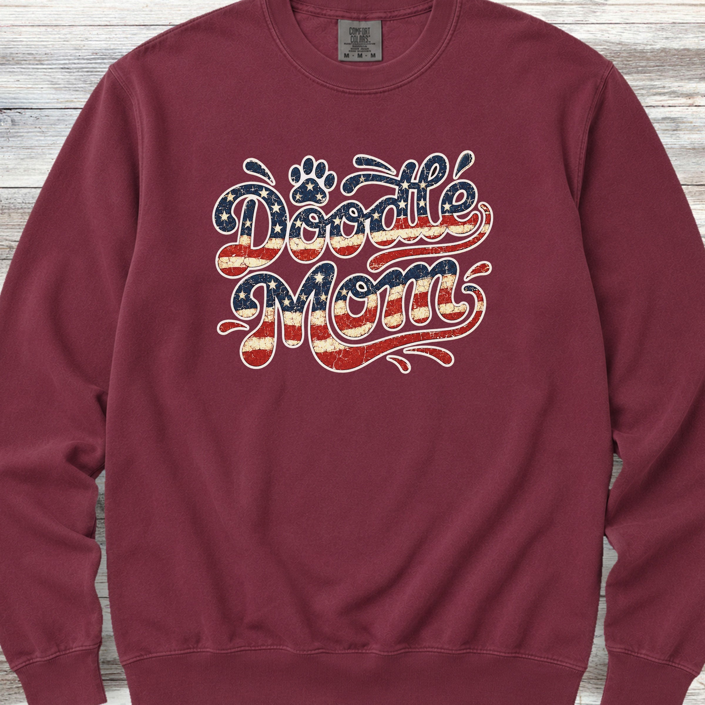 Doodle USA Mom Sweatshirt - Crimson