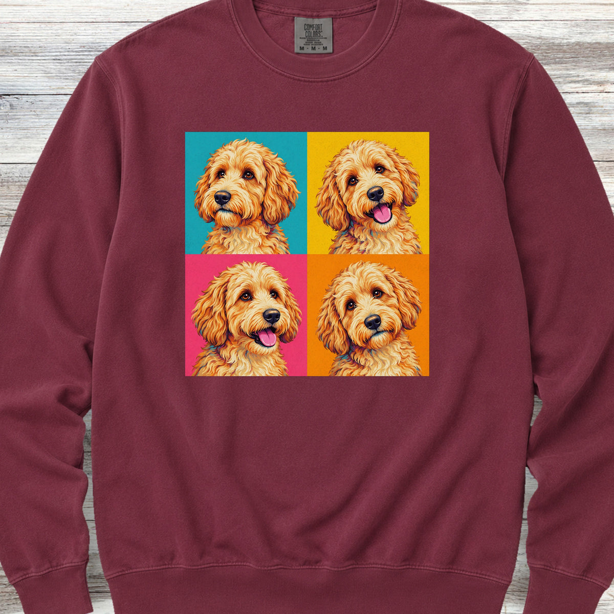 Goldendoodle Pop Art Sweatshirt - Crimson
