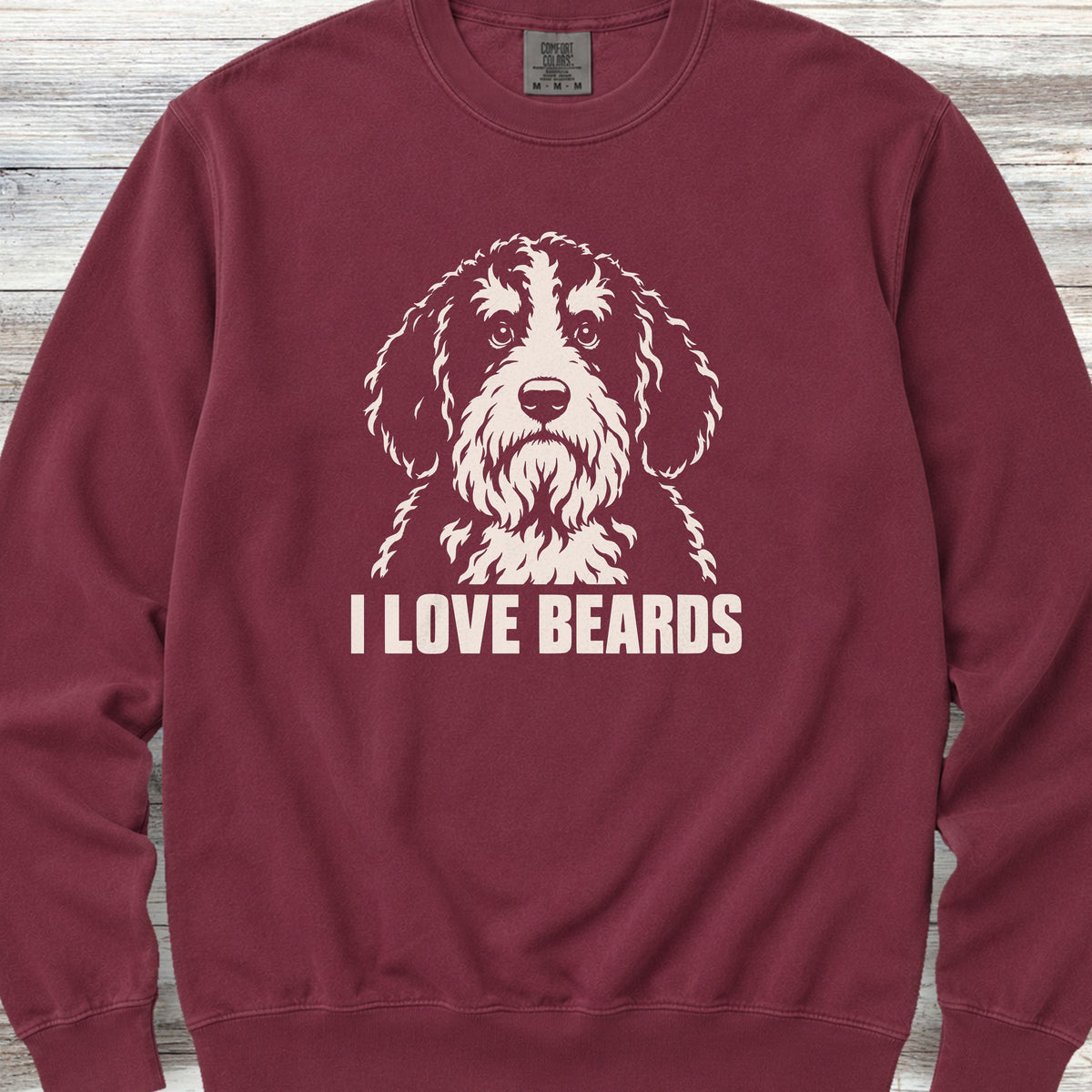 Bernedoodle I Love Beards Sweatshirt - Crimson