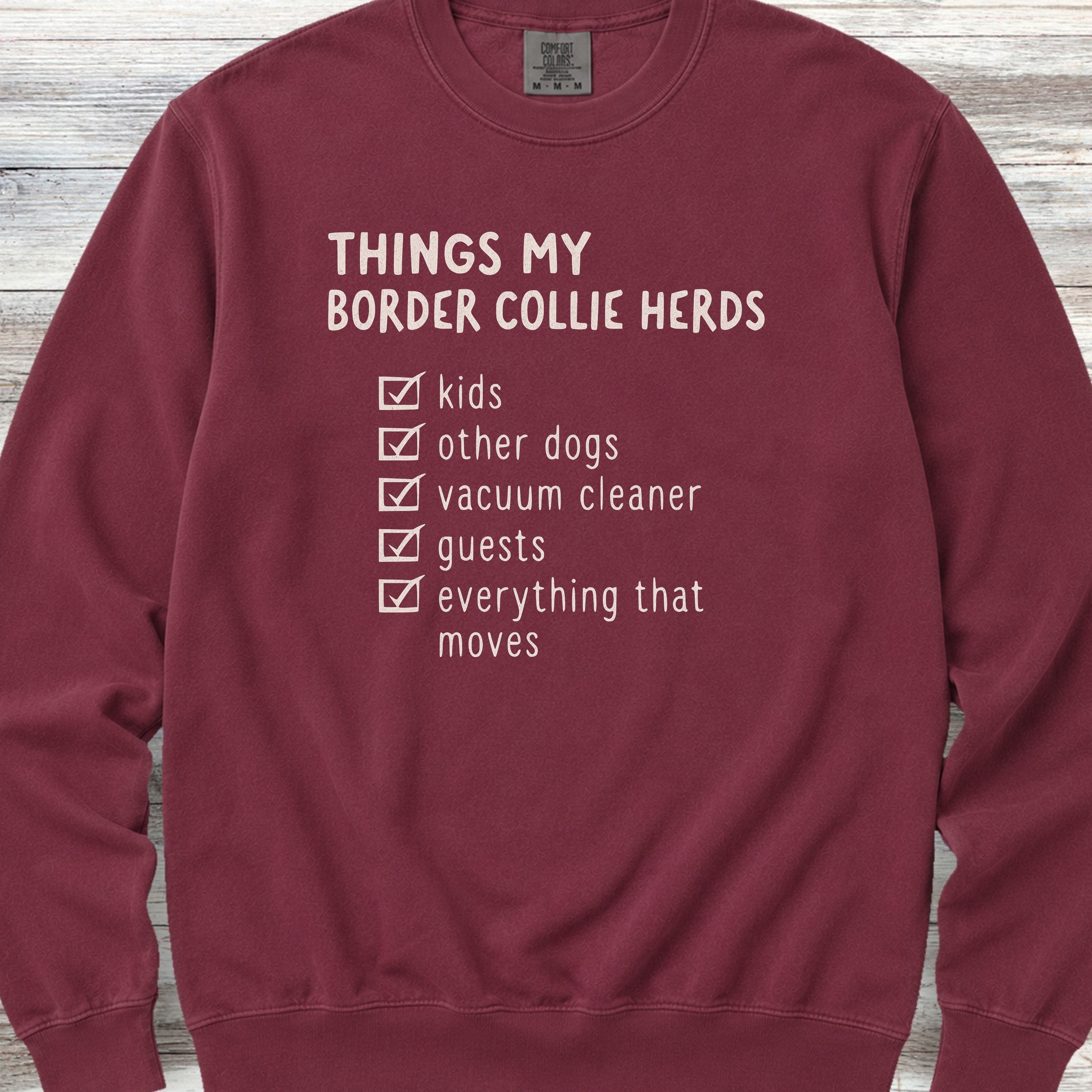 Border Collie Herding List Sweatshirt - Crimson