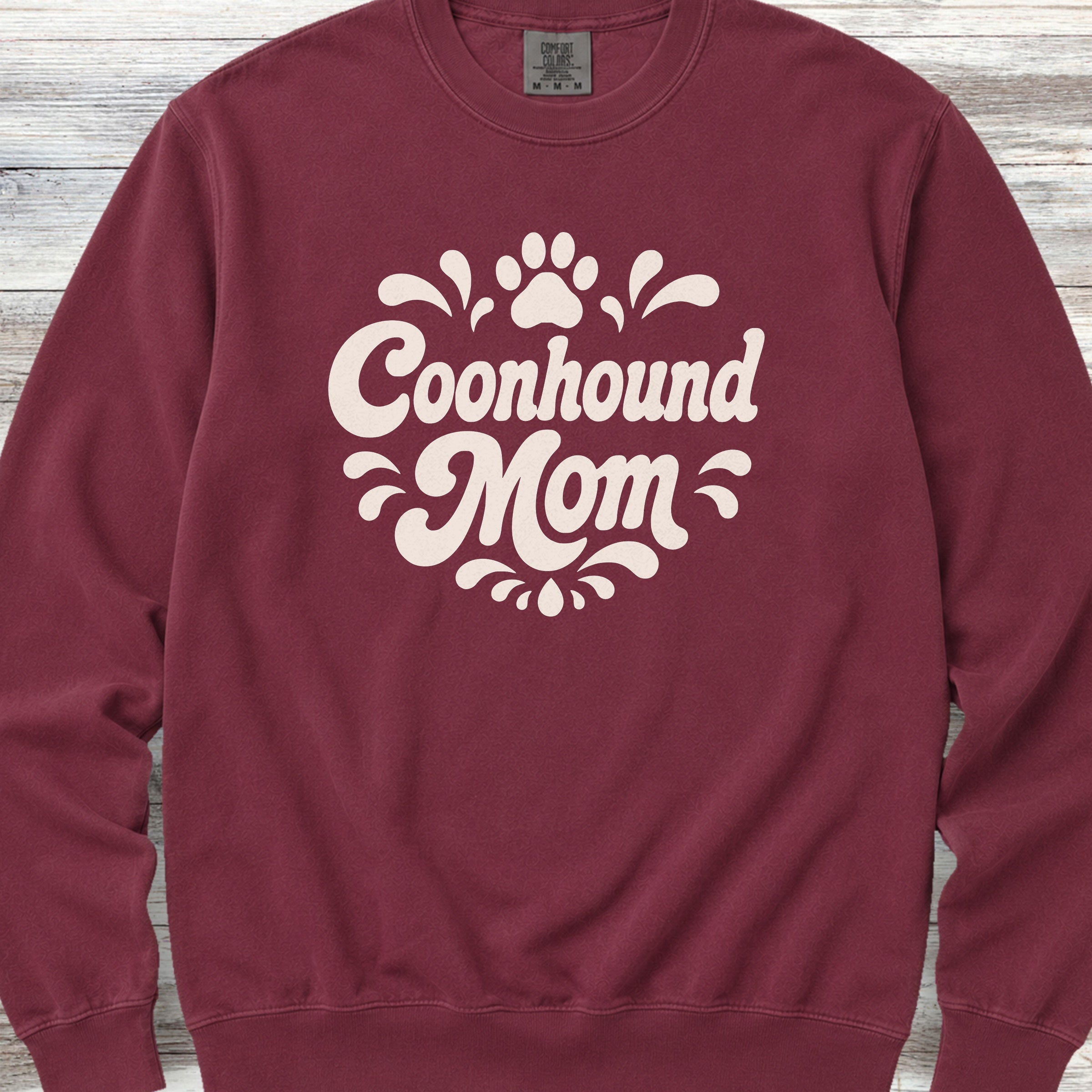 Coonhound Groovy Mom Sweatshirt - Crimson
