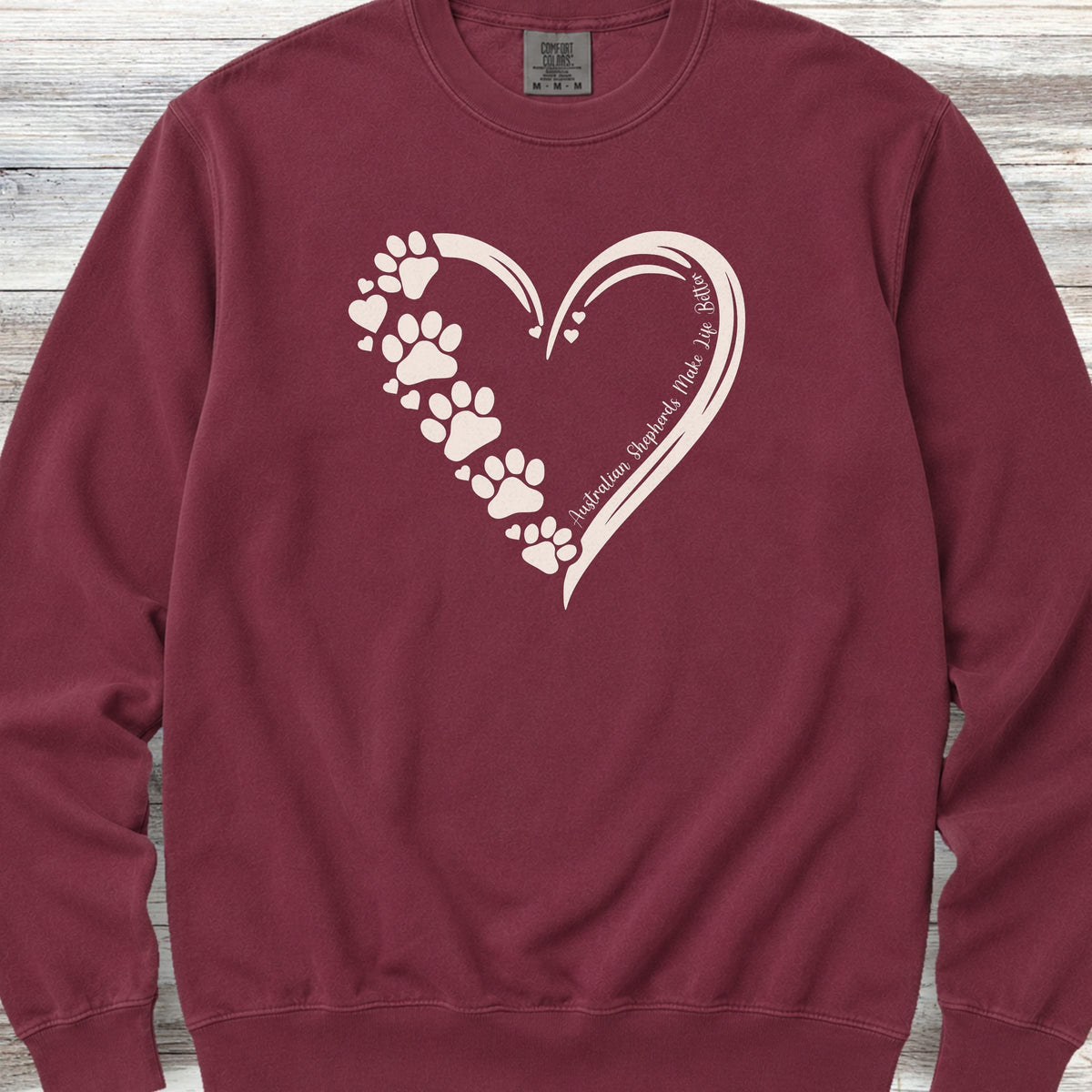 Australian Shepherd Loyal Heart Sweatshirt - Crimson
