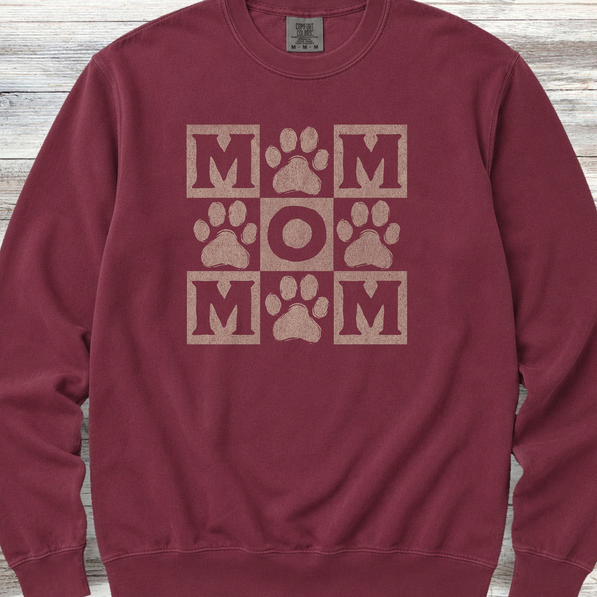 Paw Print Mom Sweatshirt - Crimson