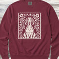 Dachshund Folk Art Floral Sweatshirt - Crimson
