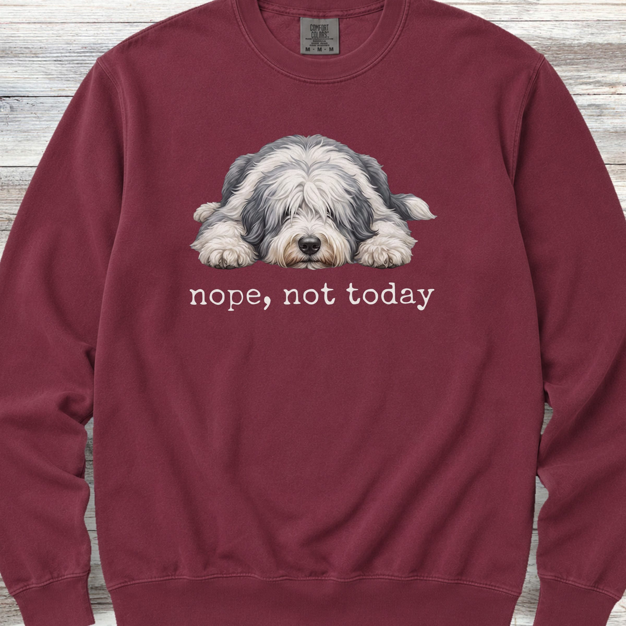 Old English Sheepdog Nope Sweatshirt - Crimson
