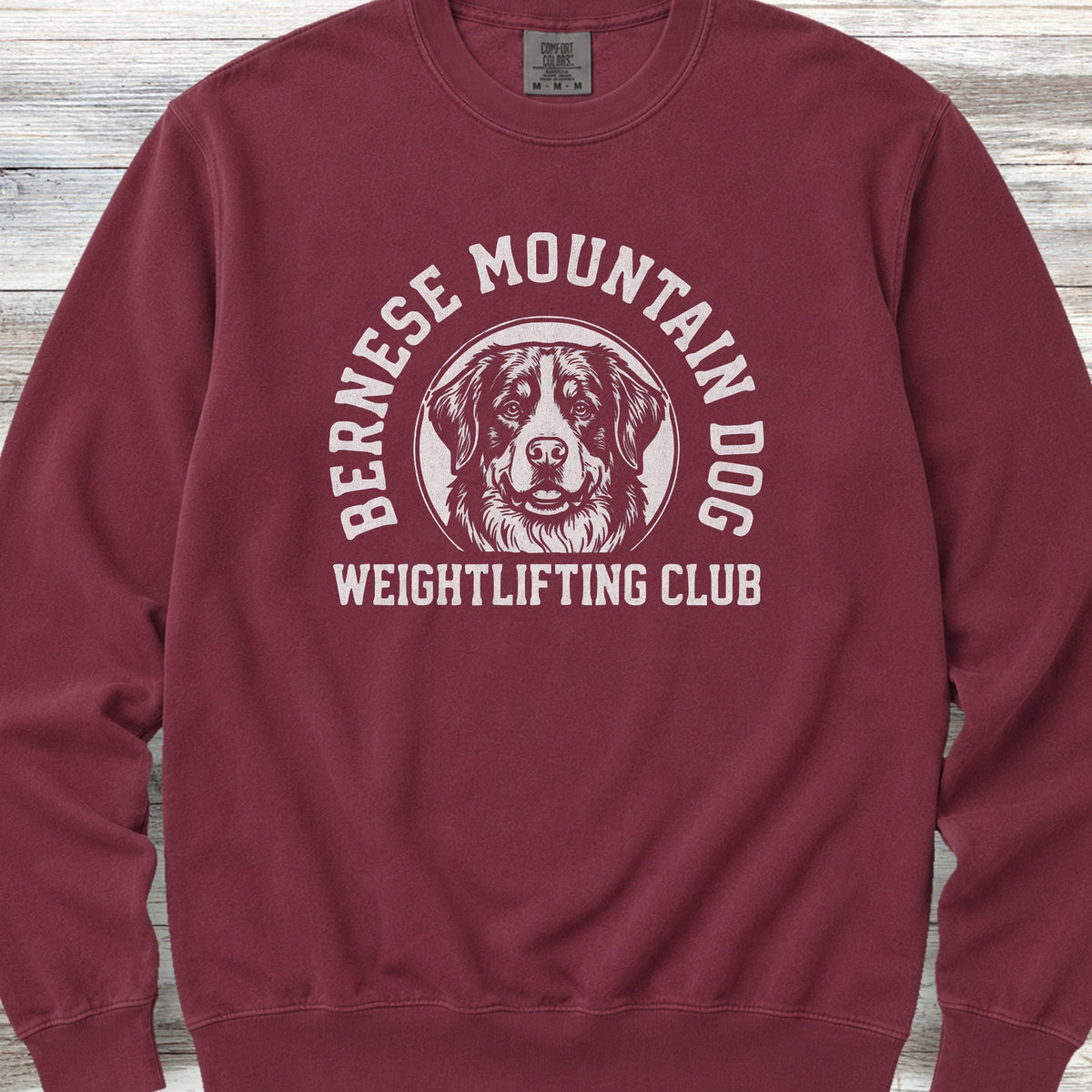 Bernese Mountain Dog Weightlifting Sweatshirt - Crimson