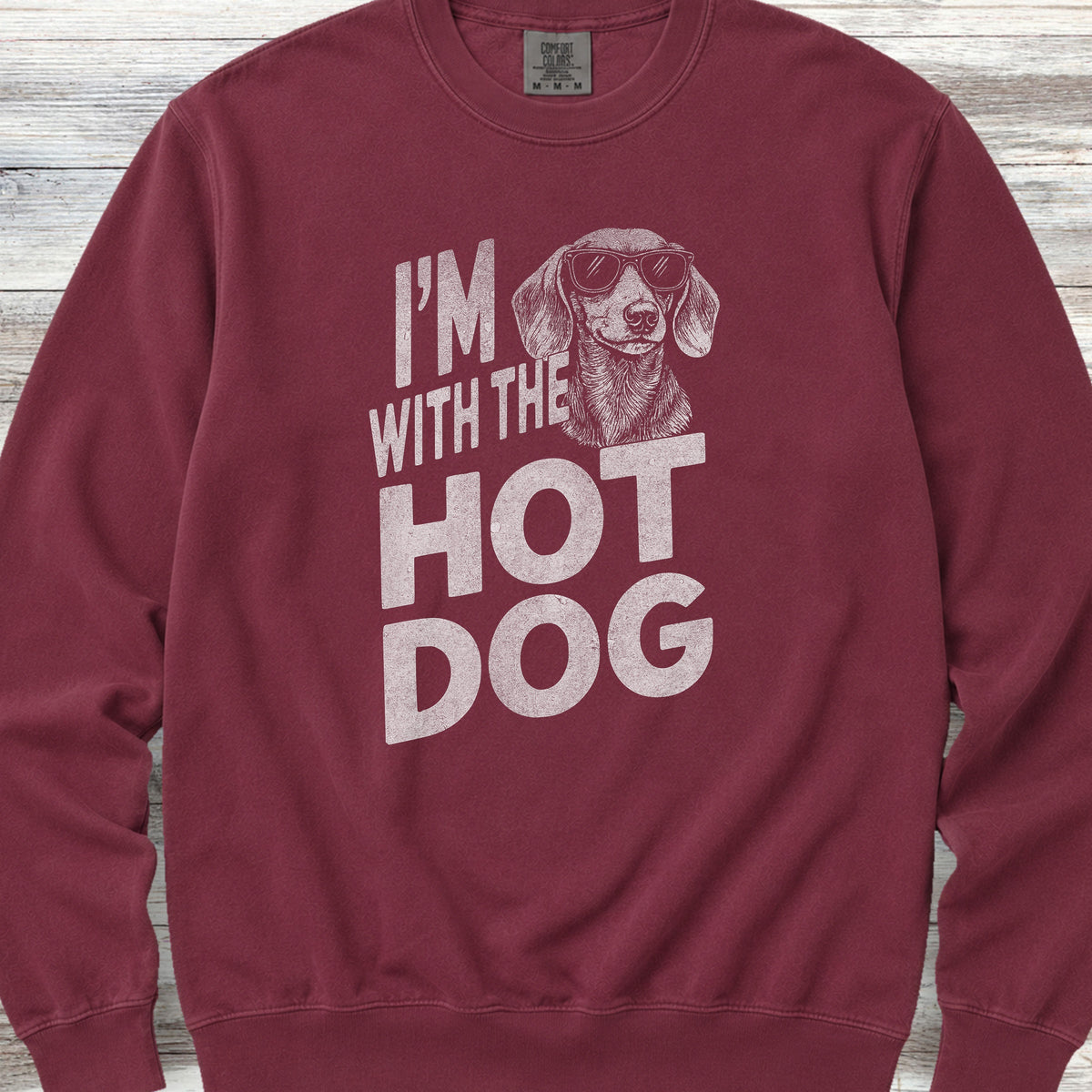 Dachshund Hot Dog Sweatshirt - Crimson