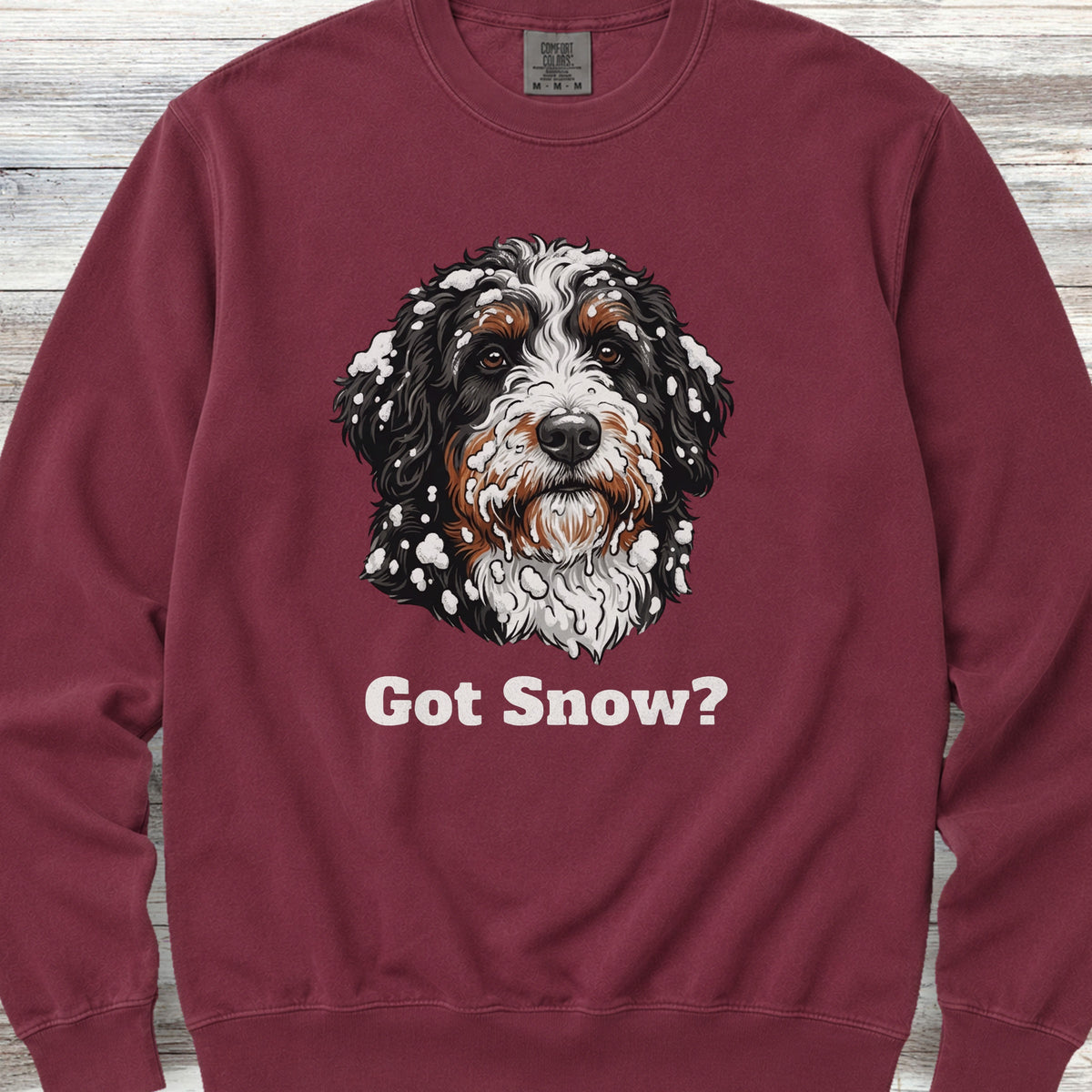 Bernedoodle Got Snow Sweatshirt - Crimson