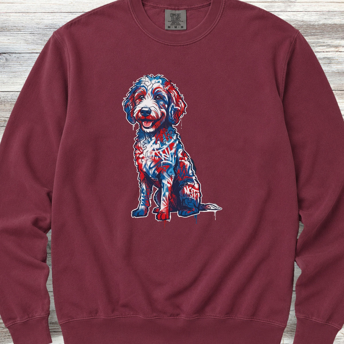 Doodle American Graffiti Art Sweatshirt - Crimson