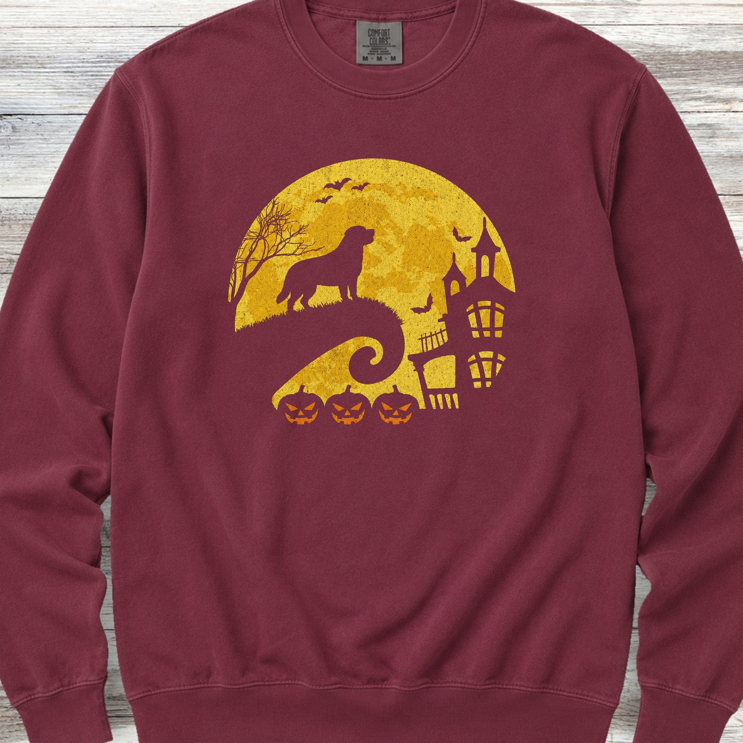 Swiss Mountain Dog Halloween Moon Sweatshirt - Crimson