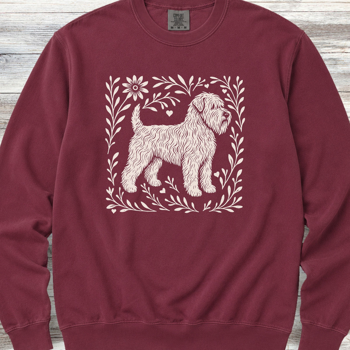 Wheaten Terrier Linocut Sweatshirt - Crimson