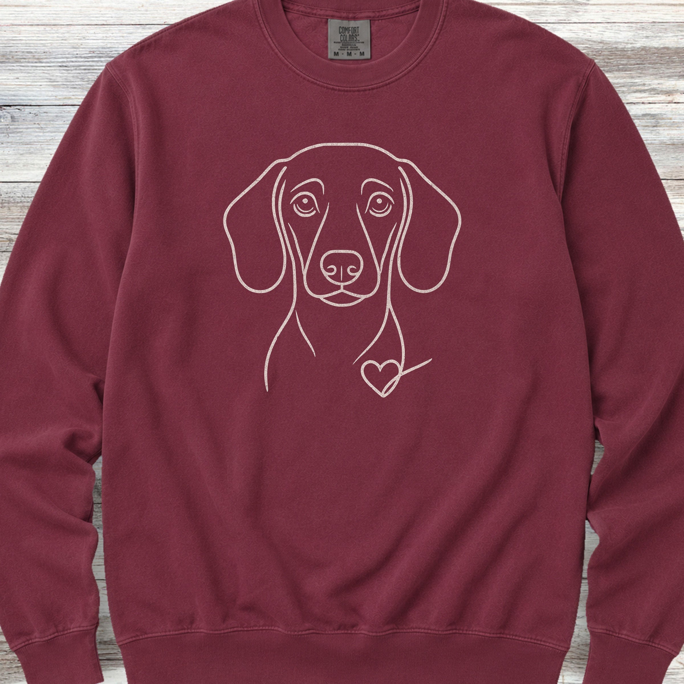 Dachshund Line Art Love Sweatshirt - Crimson