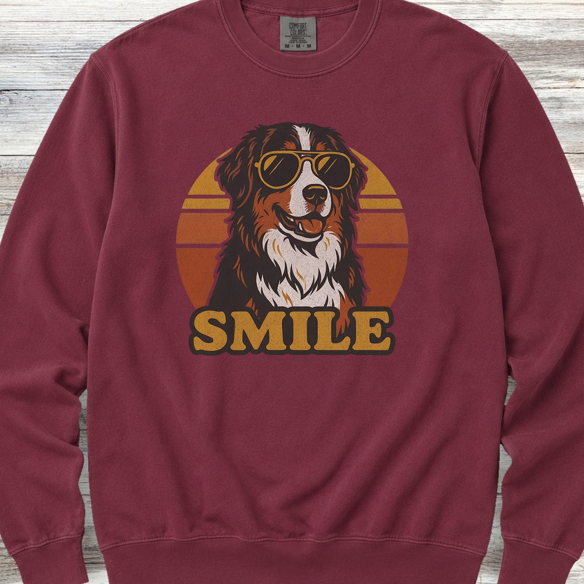 Bernese Mountain Dog Smile Sweatshirt - Crimson