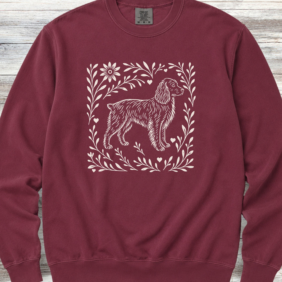 Boykin Spaniel Linocut Sweatshirt - Crimson