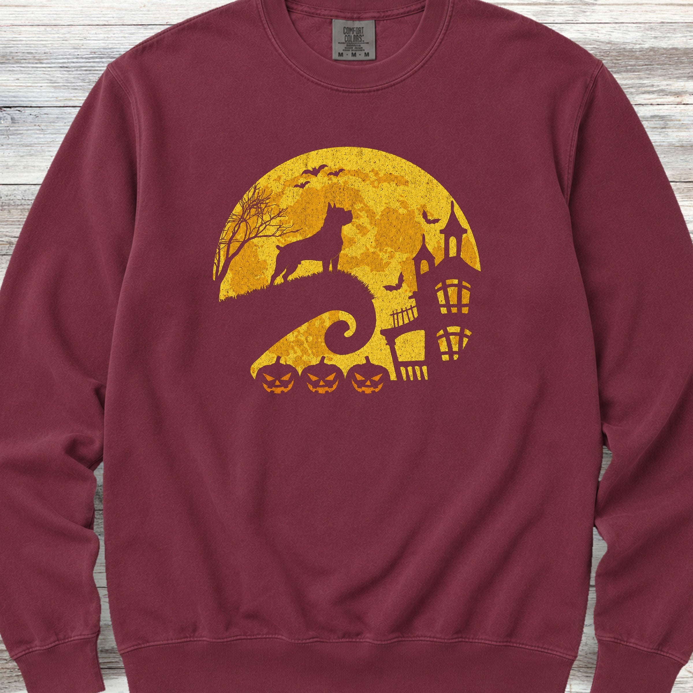 Cane Corso Halloween Moon Sweatshirt - Crimson
