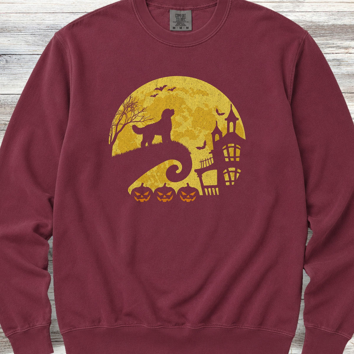 Goldendoodle Halloween Moon Sweatshirt - Crimson