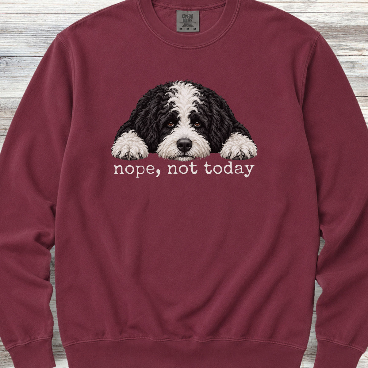 Sheepadoodle Nope Sweatshirt - Crimson