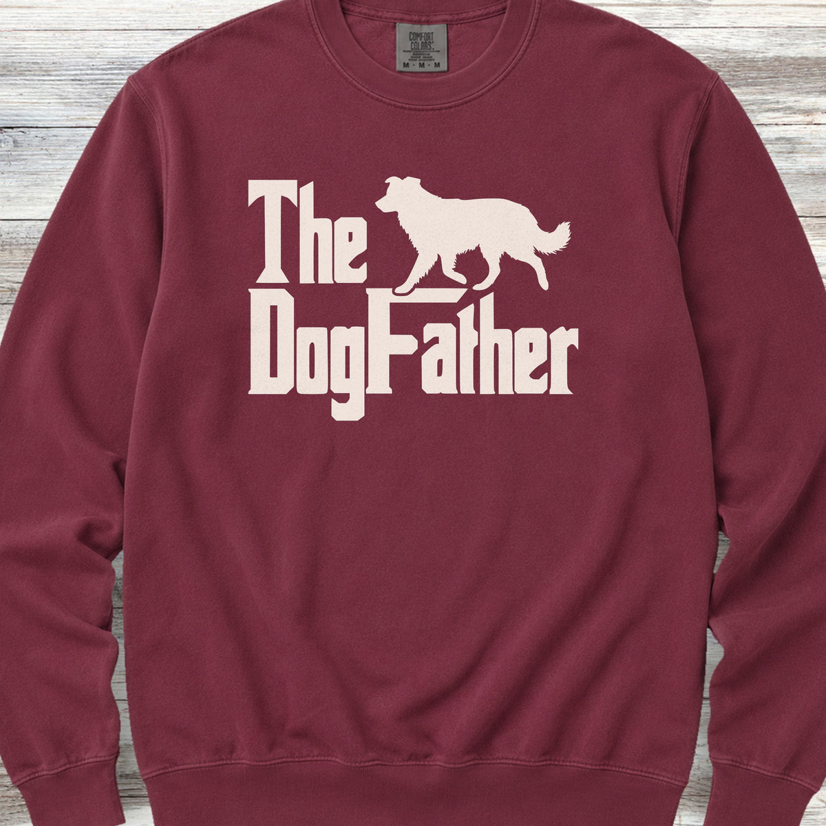 Border Collie Dog Father Sweatshirt - Crimson