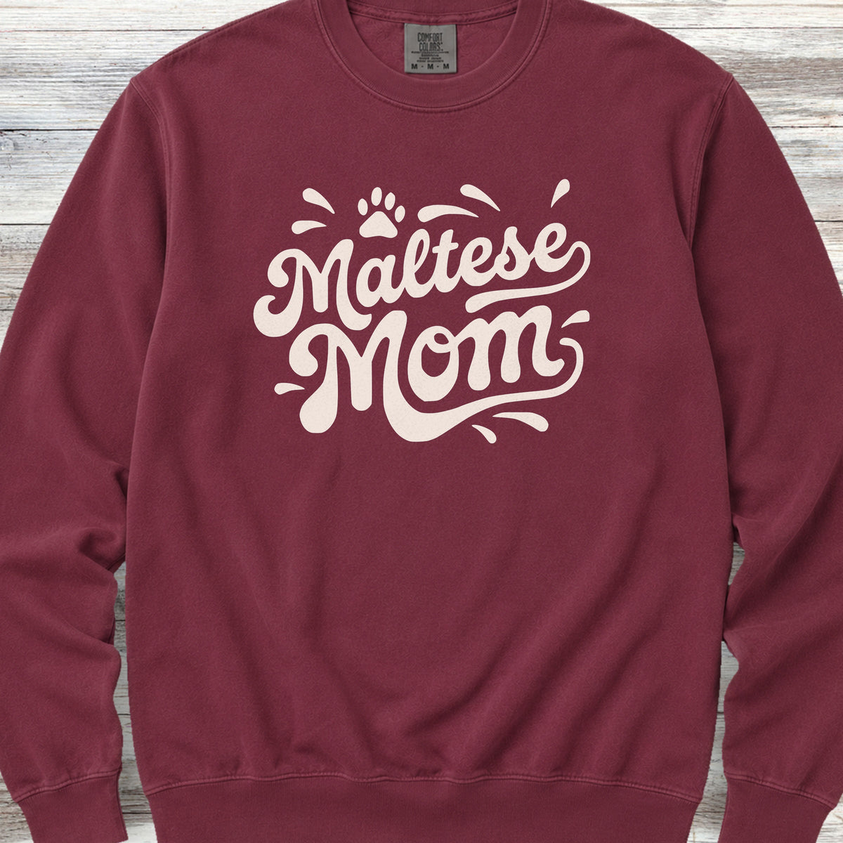 Maltese Groovy Mom Sweatshirt - Crimson