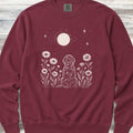 Doodle Moonlight & Wildflowers Sweatshirt - Crimson