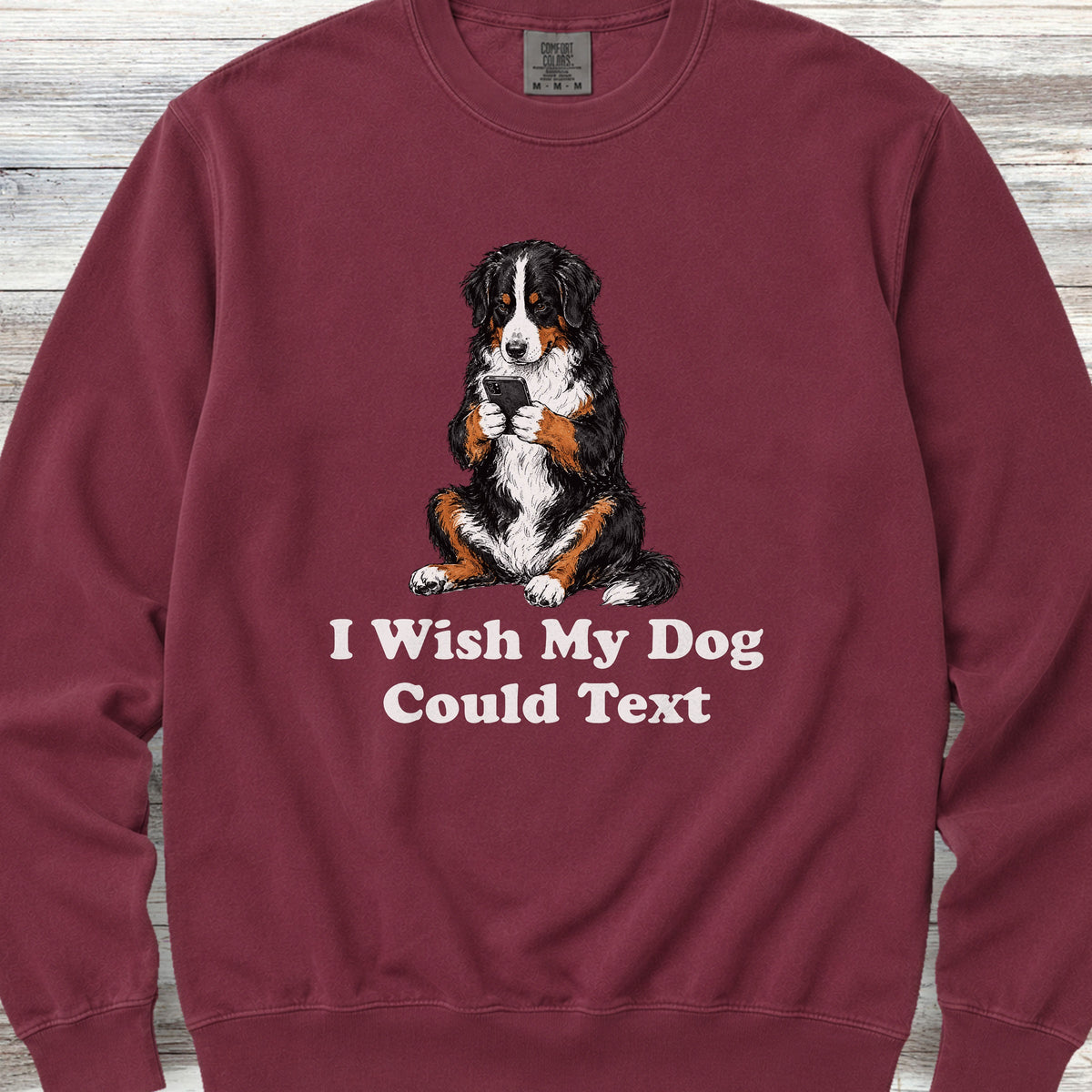 Bernese Mountain Dog Text Sweatshirt - Crimson