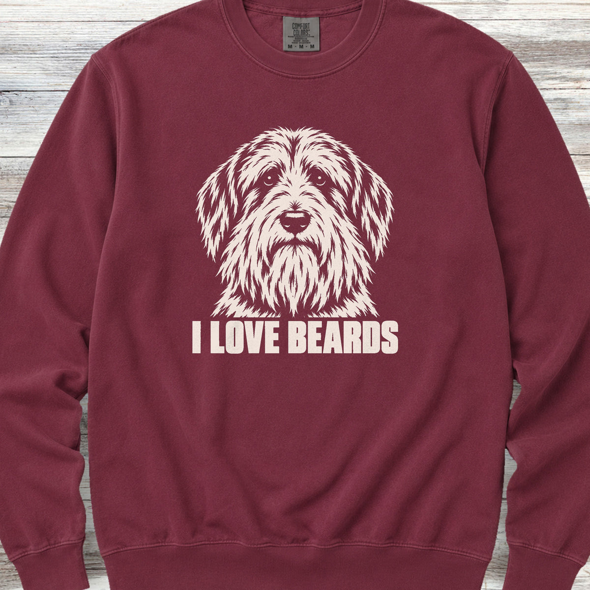 Bearded Collie I Love Beards Sweatshirt - Crimson