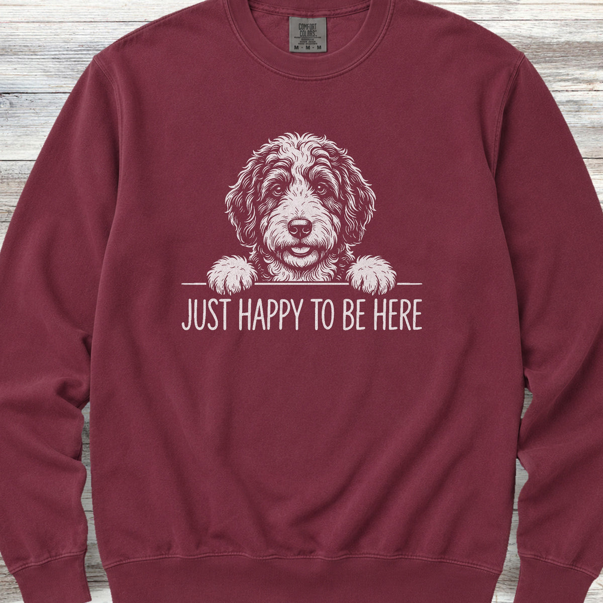 Bernedoodle Happy Sweatshirt - Crimson