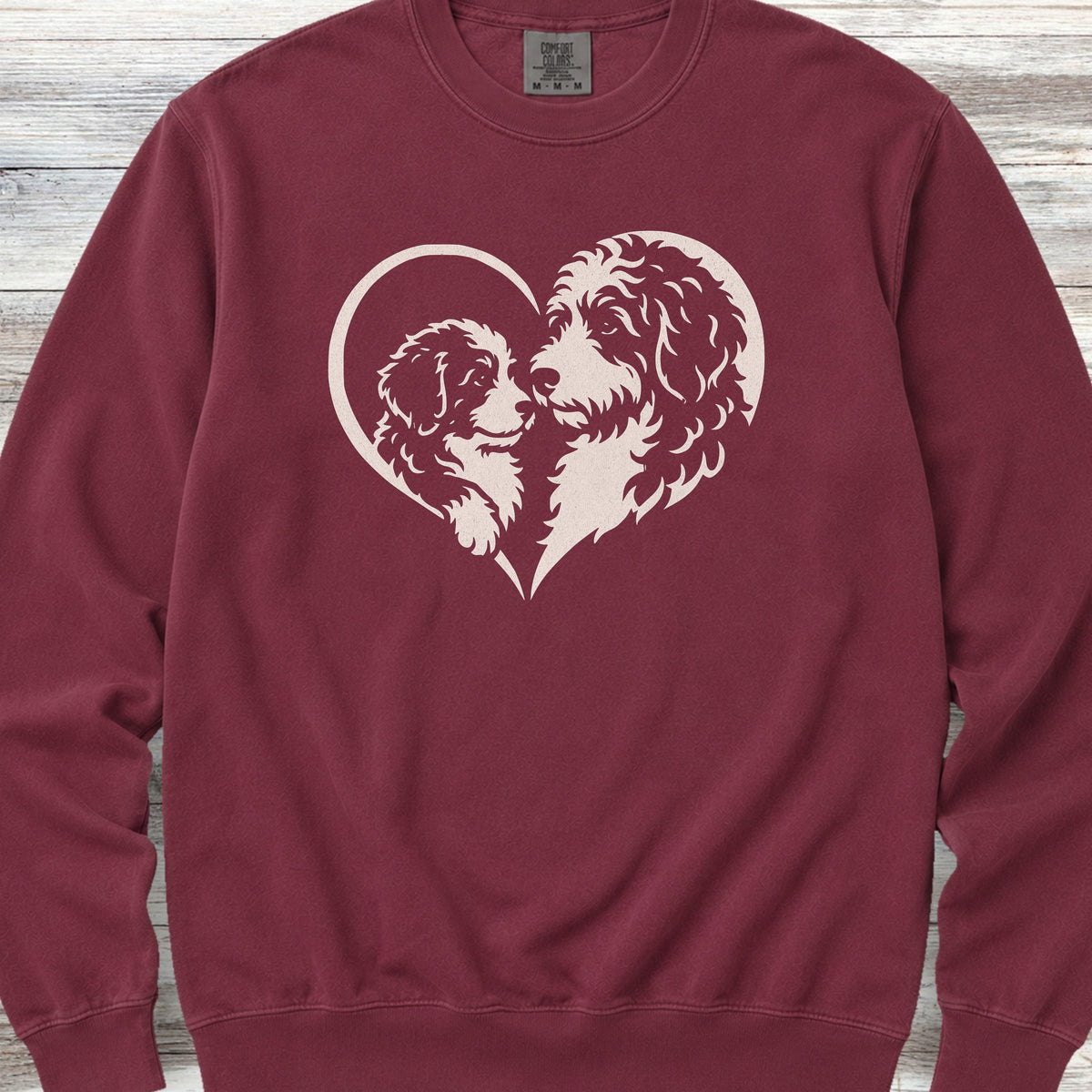 Bernedoodle Heart Bond Sweatshirt - Crimson