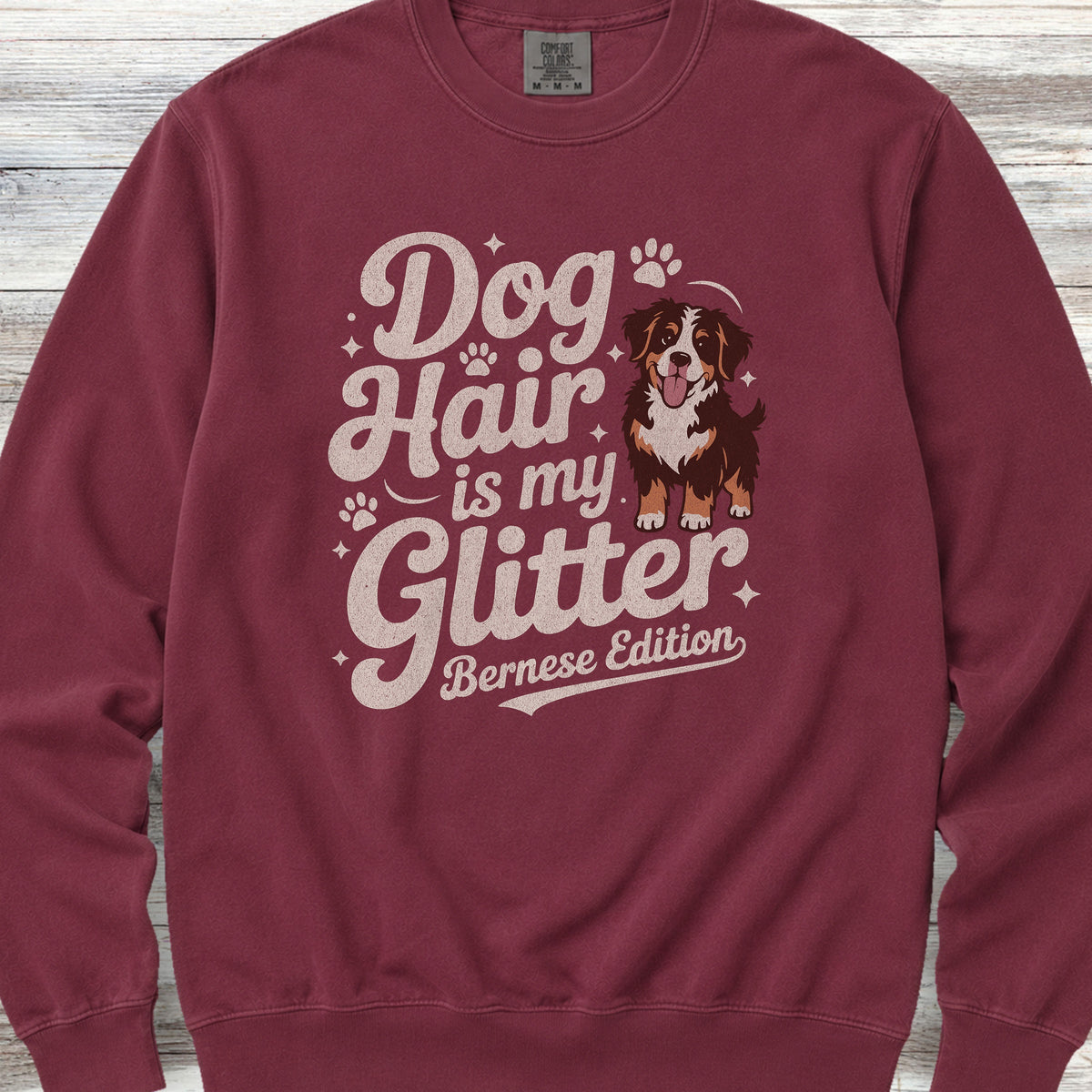Bernese Mountain Dog Glitter Sweatshirt - Crimson