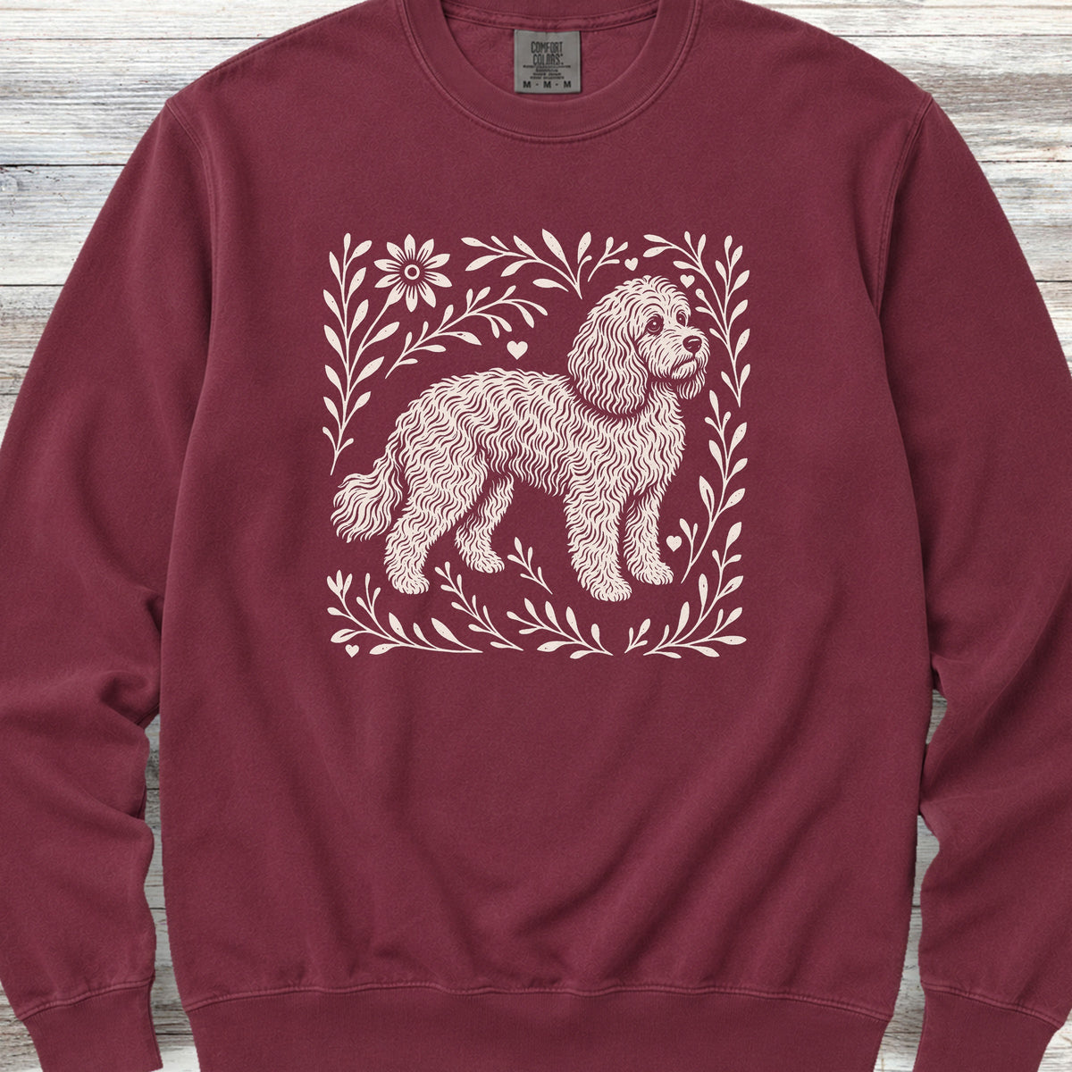Cockapoo Linocut Sweatshirt - Crimson