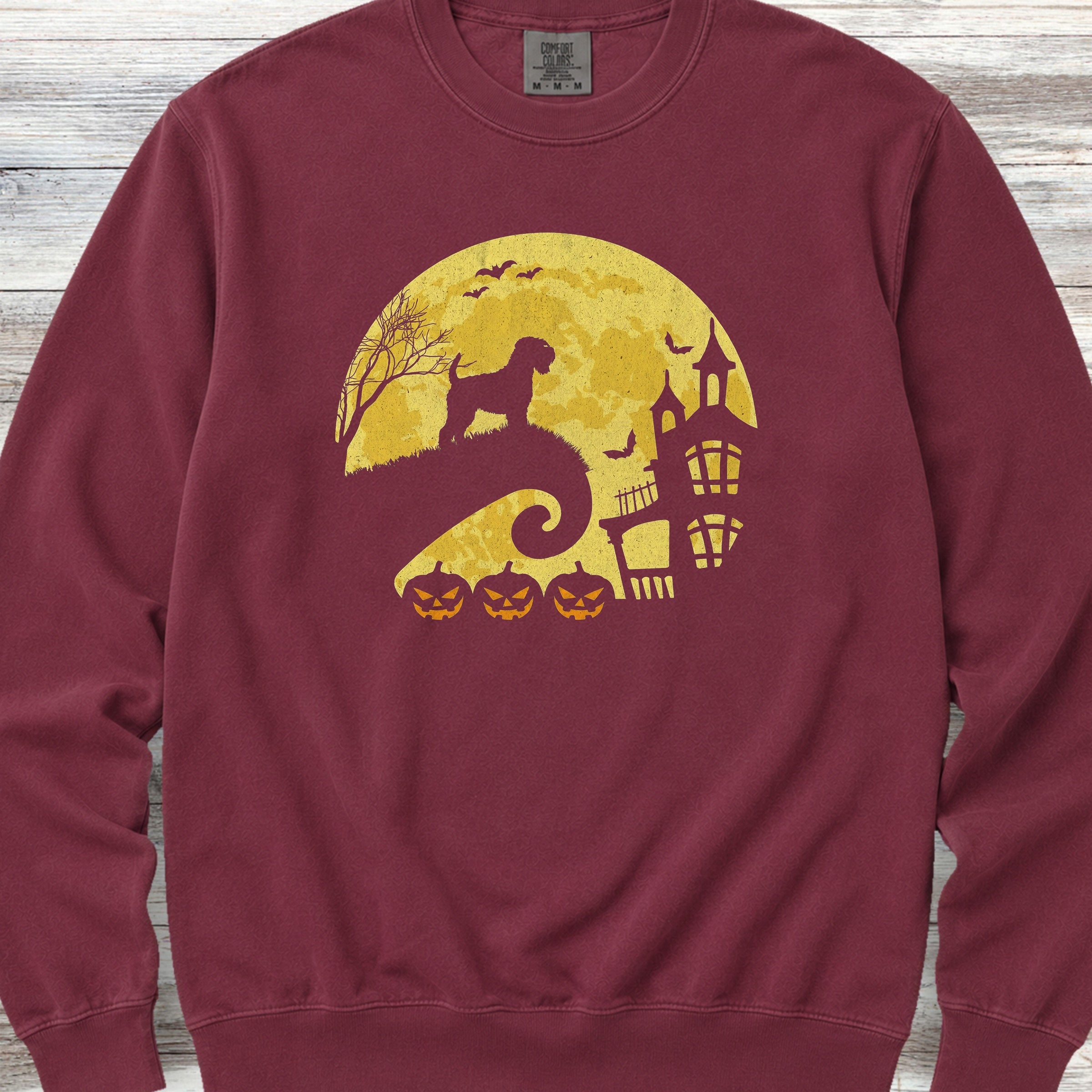 Wheaten Terrier Halloween Moon Sweatshirt - Crimson