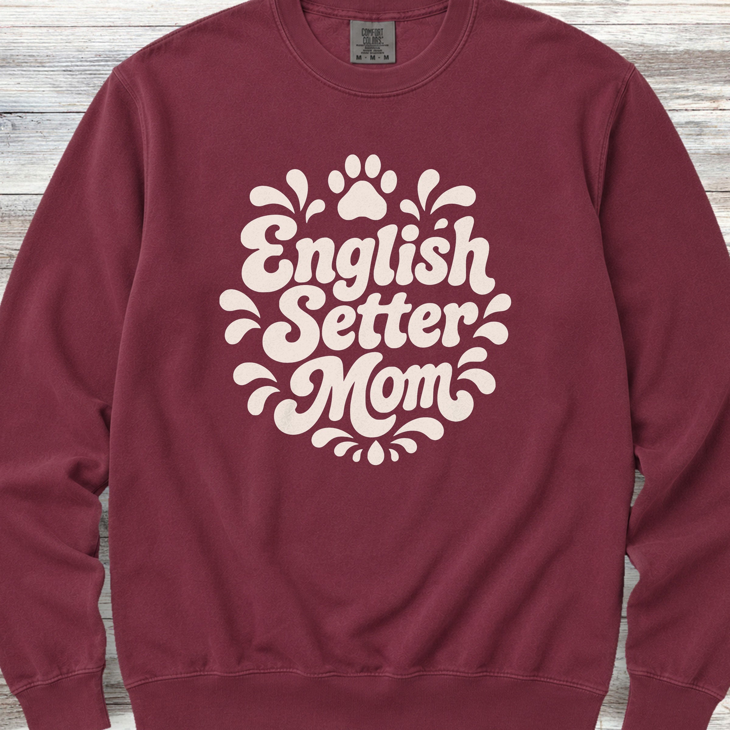 English Setter Groovy Mom Sweatshirt - Crimson