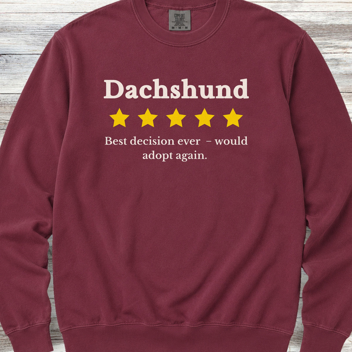Dachshund Review Sweatshirt - Crimson