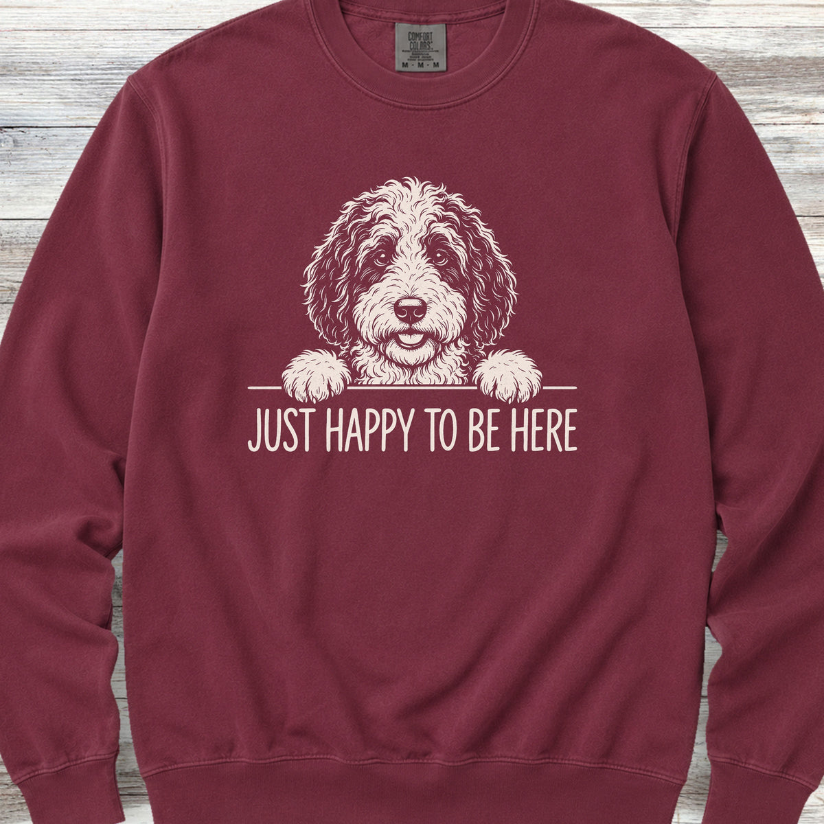Sheepadoodle Happy Sweatshirt - Crimson