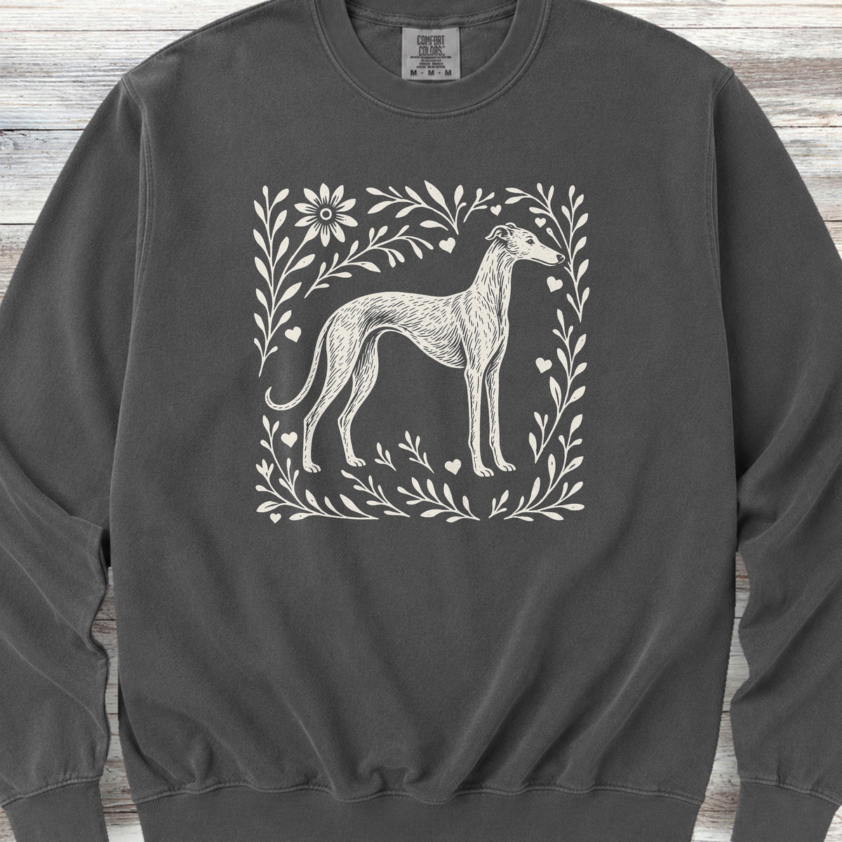 Greyhound Linocut Sweatshirt - Pepper