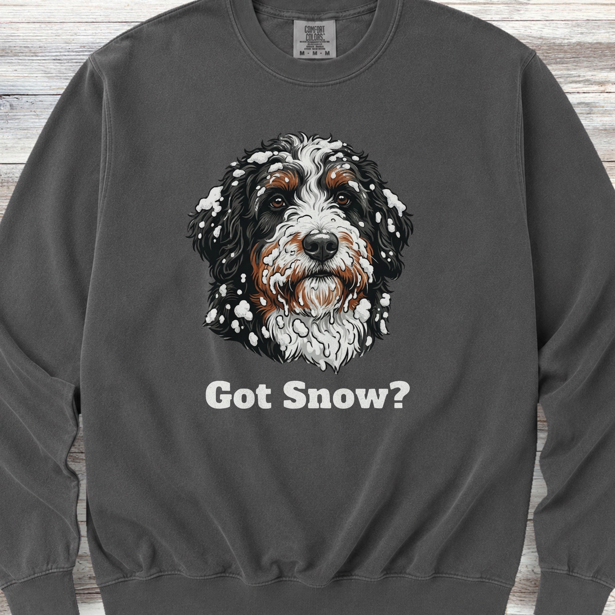 Bernedoodle Got Snow Sweatshirt - Pepper