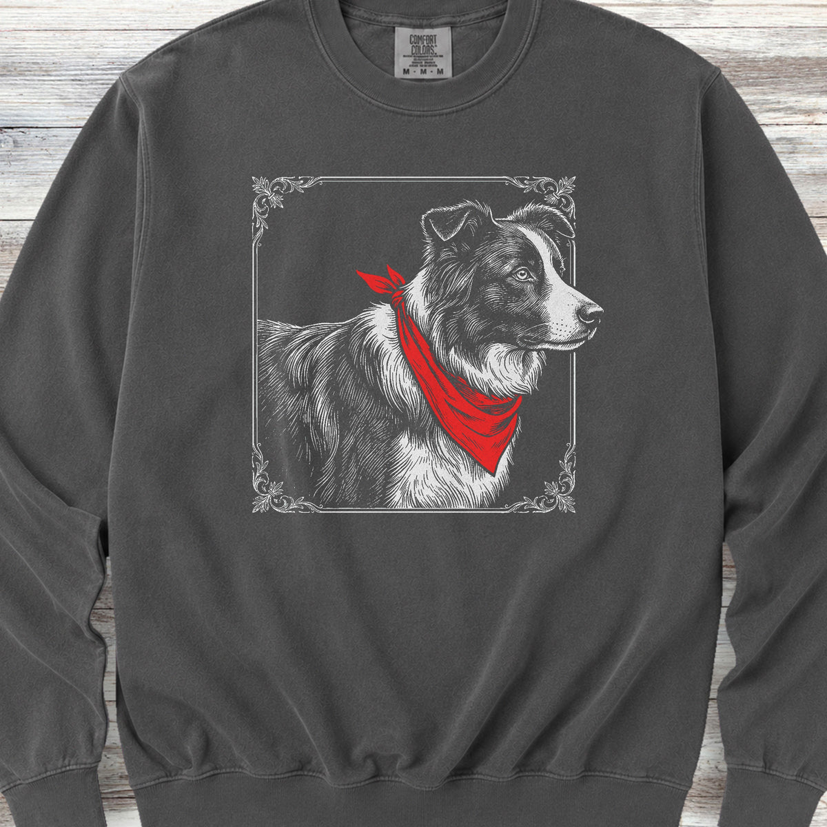 Border Collie Etching Sweatshirt - Pepper