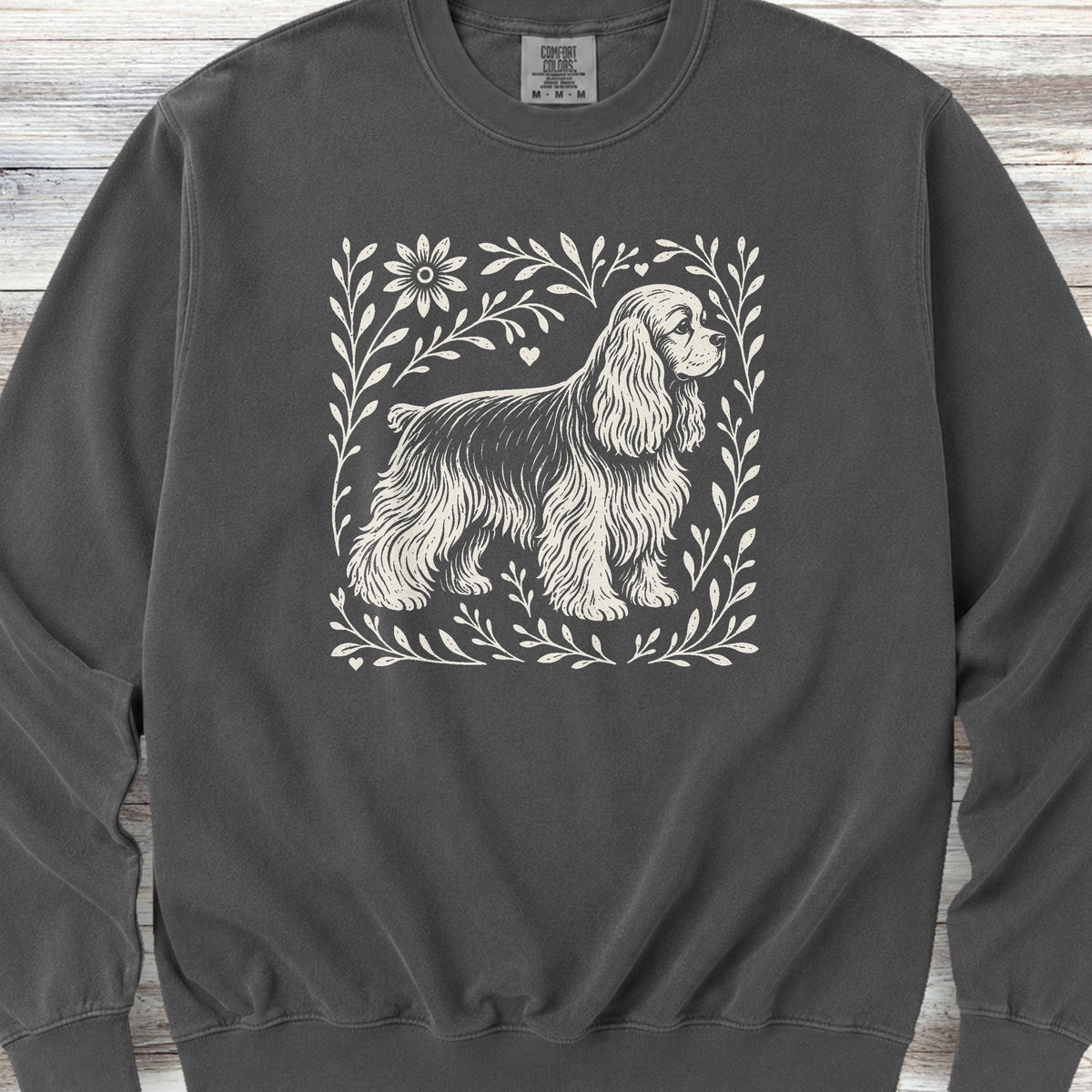 Cocker Spaniel Linocut Sweatshirt - Pepper