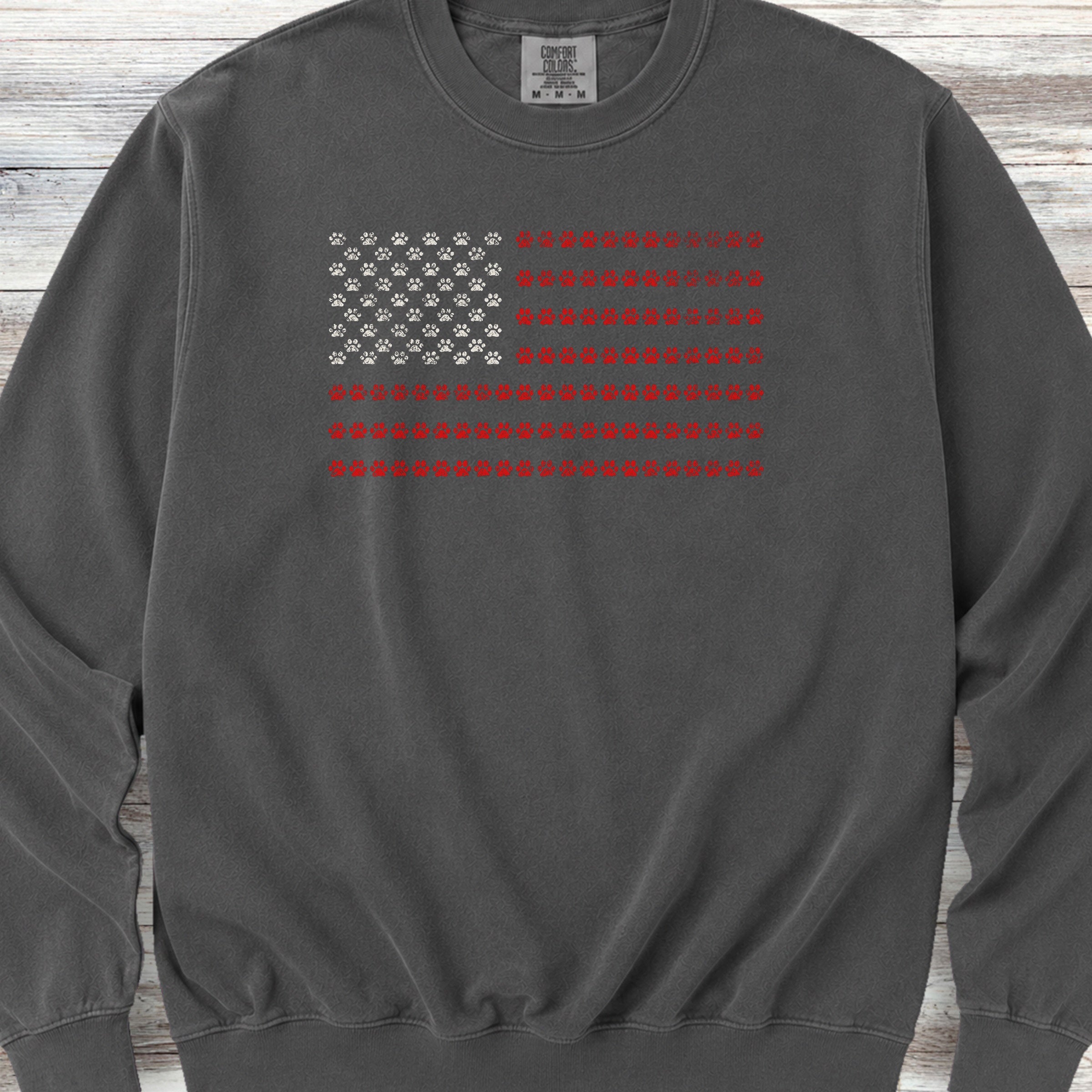 Vintage Red White & Paws Flag Sweatshirt - Pepper