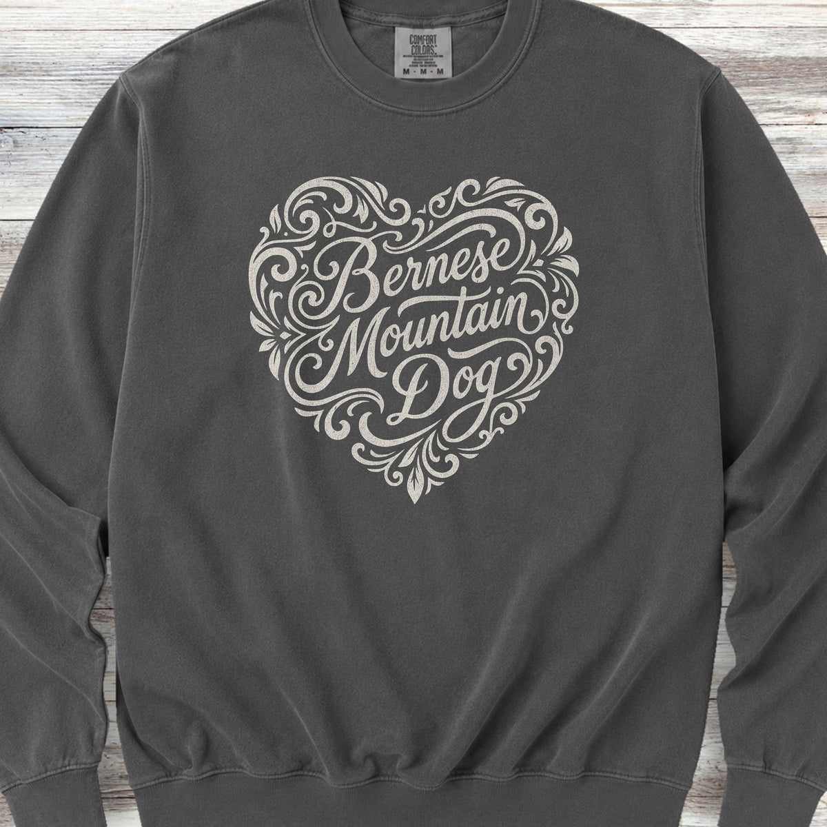 Bernese Mountain Dog Heart Script Sweatshirt - Pepper