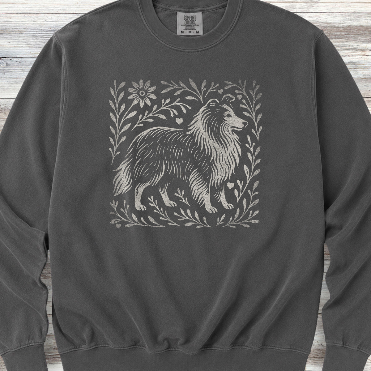 Shetland Sheepdog Linocut Sweatshirt - Pepper