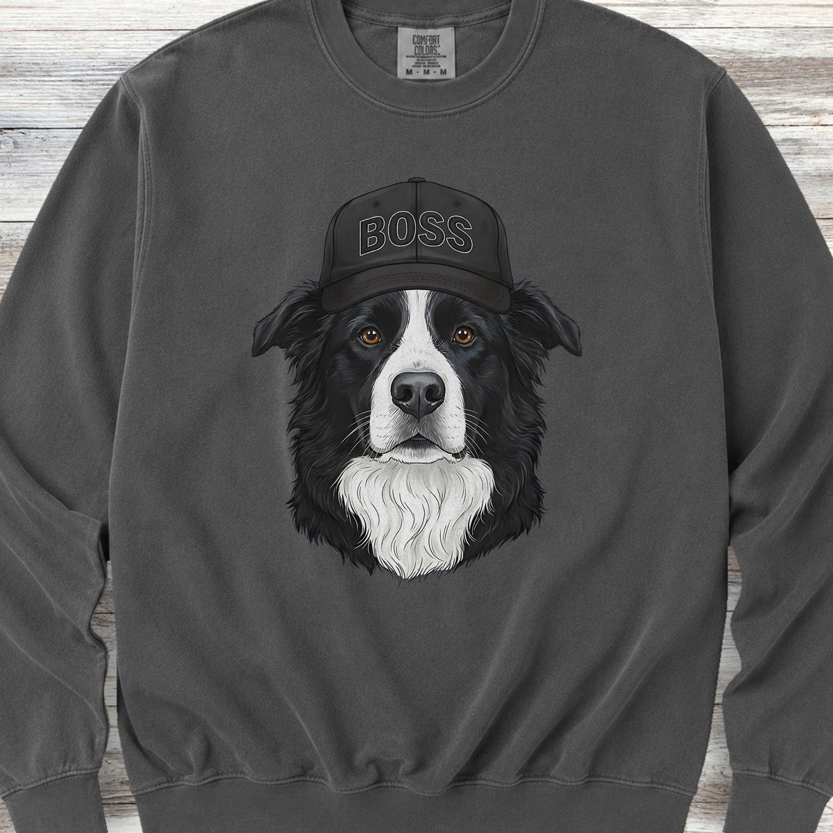 Border Collie Boss Hat Sweatshirt - Pepper