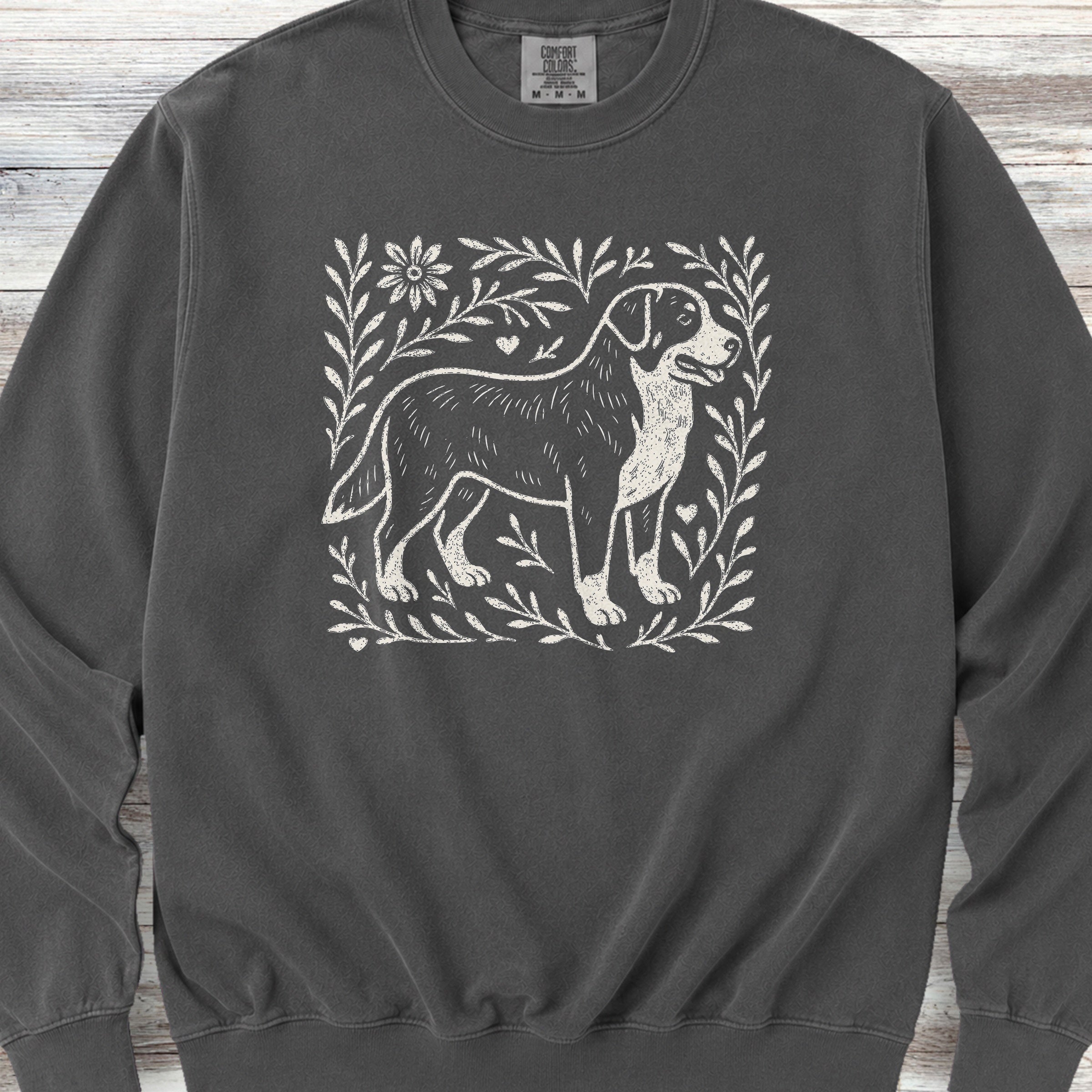 Swiss Mountain Dog Linocut Sweatshirt - Pepper