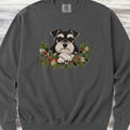 Schnauzer Black and Silver Winter Greenery Faux Embroidery Sweatshirt - Pepper