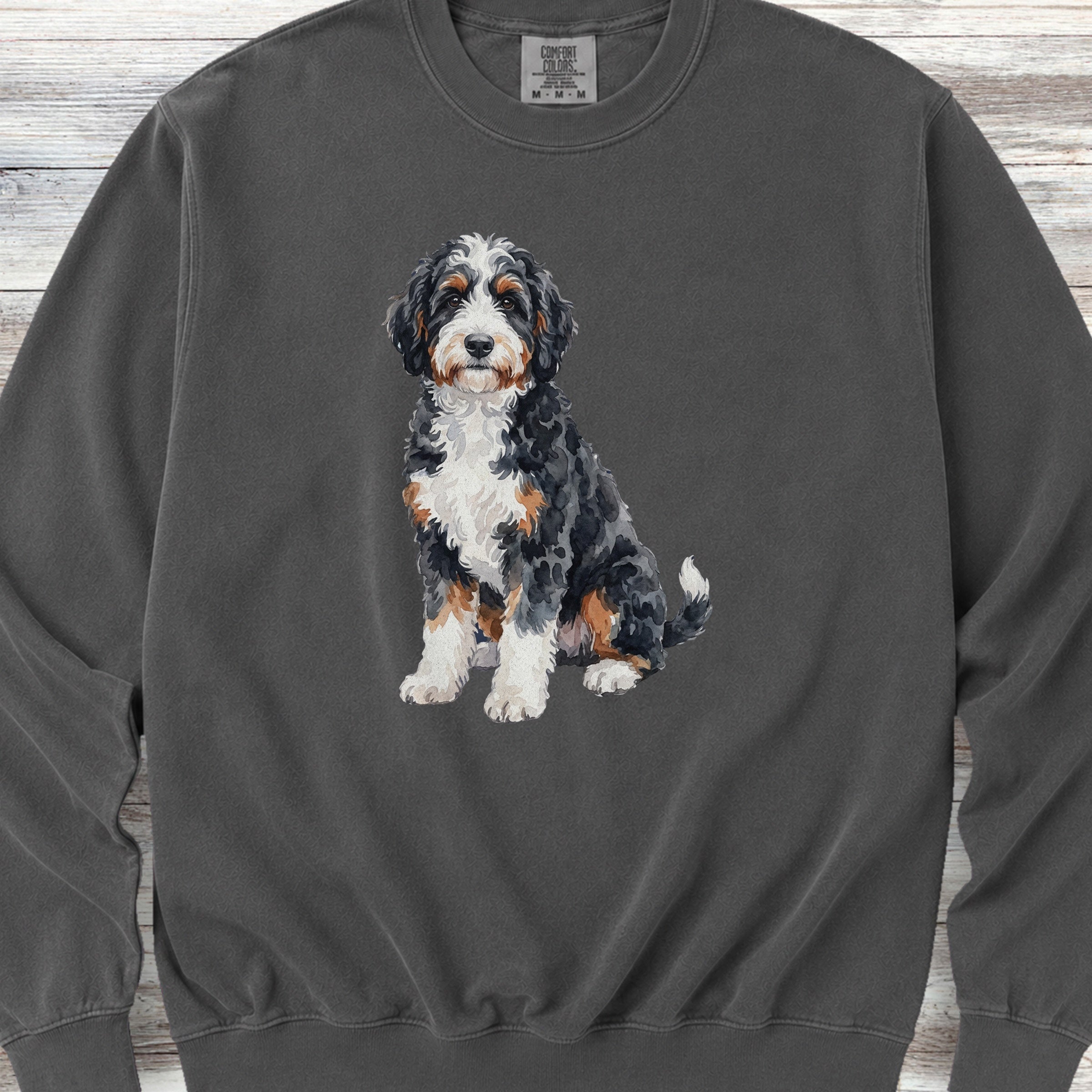 Bernedoodle Watercolor Sweatshirt - Pepper