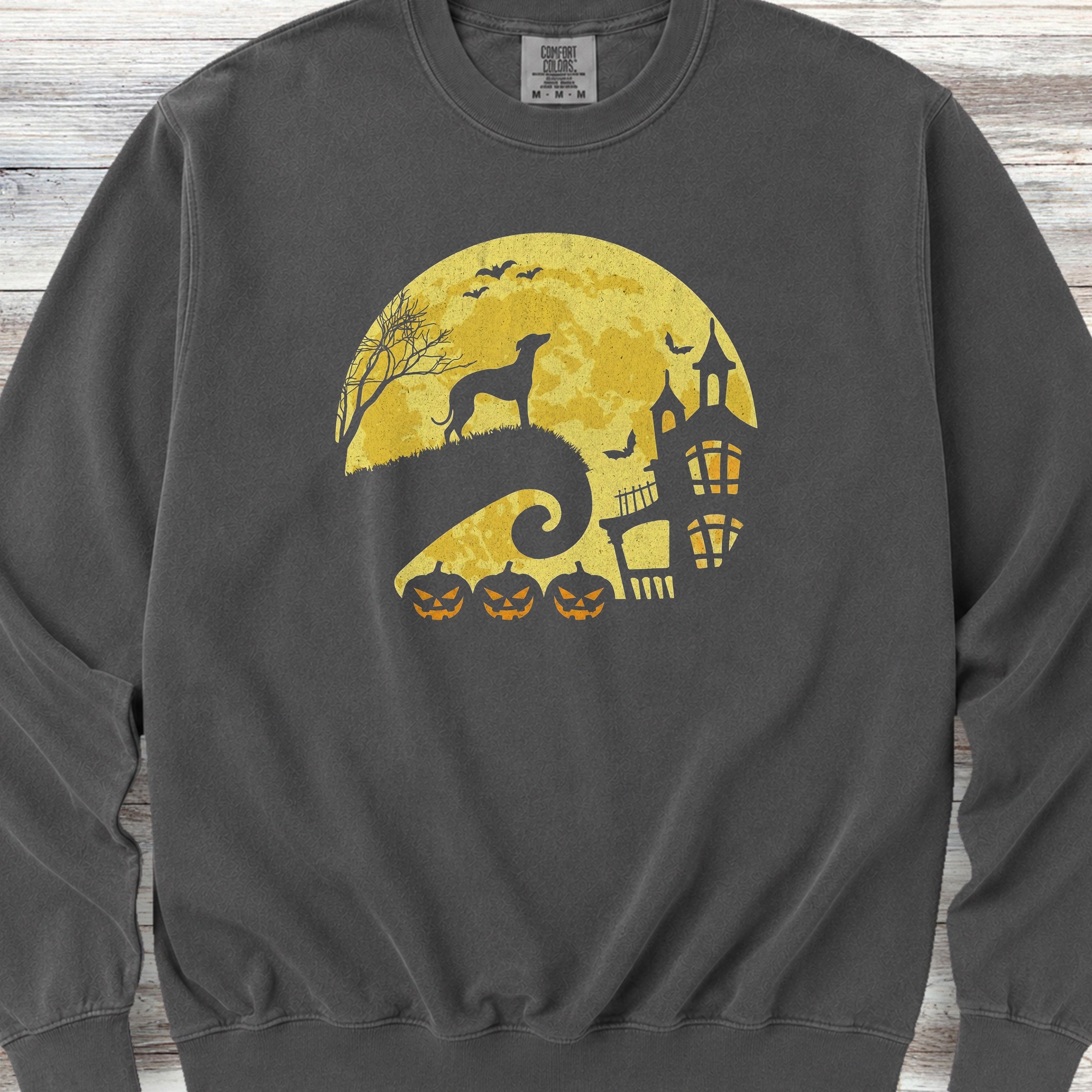 Whippet Halloween Moon Sweatshirt - Pepper