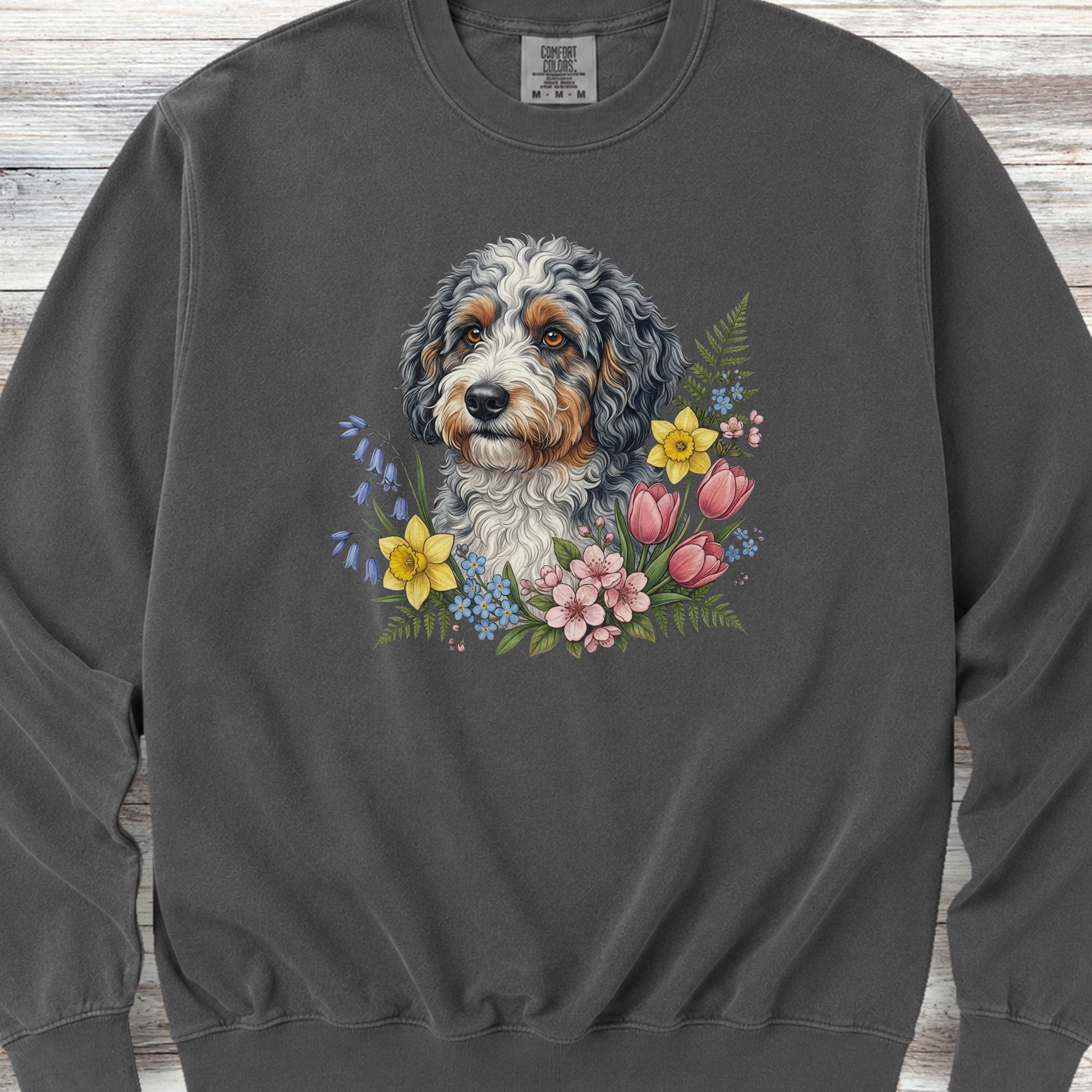 Aussiedoodle Spring Portrait Sweatshirt - Pepper