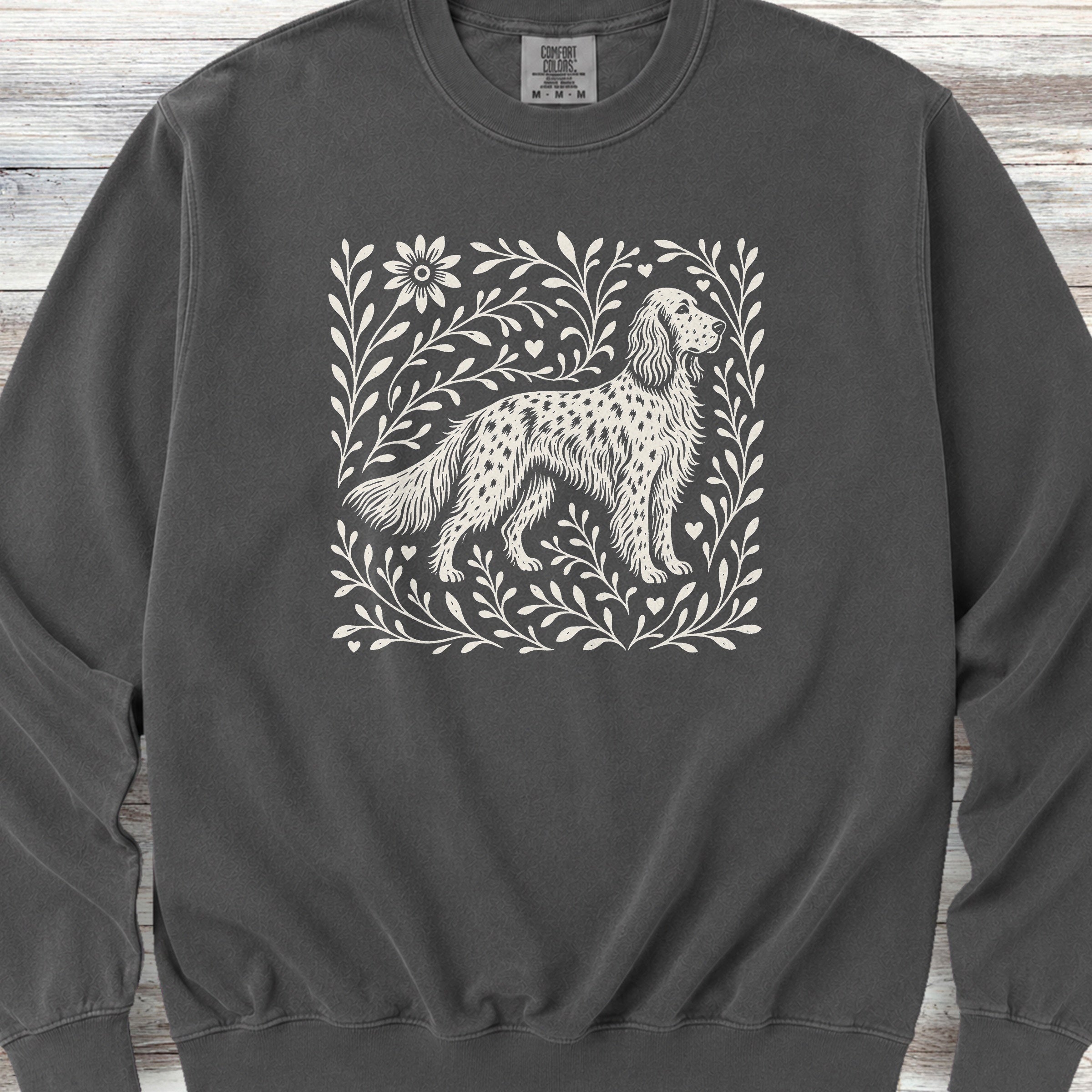 English Setter Linocut Sweatshirt - Pepper