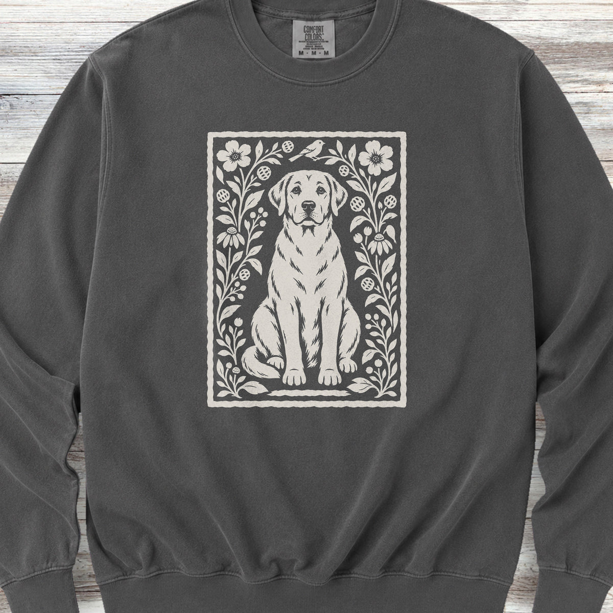 Labrador Retriever Yellow Folk Art Floral Sweatshirt - Pepper